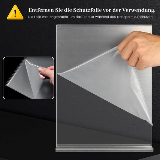 Viymgit 4 Piece Tabletop Stand DIN A4, clear T-shaped vertical Acrylic A4 Advertiser, desk stand for advertising, menu, signage.