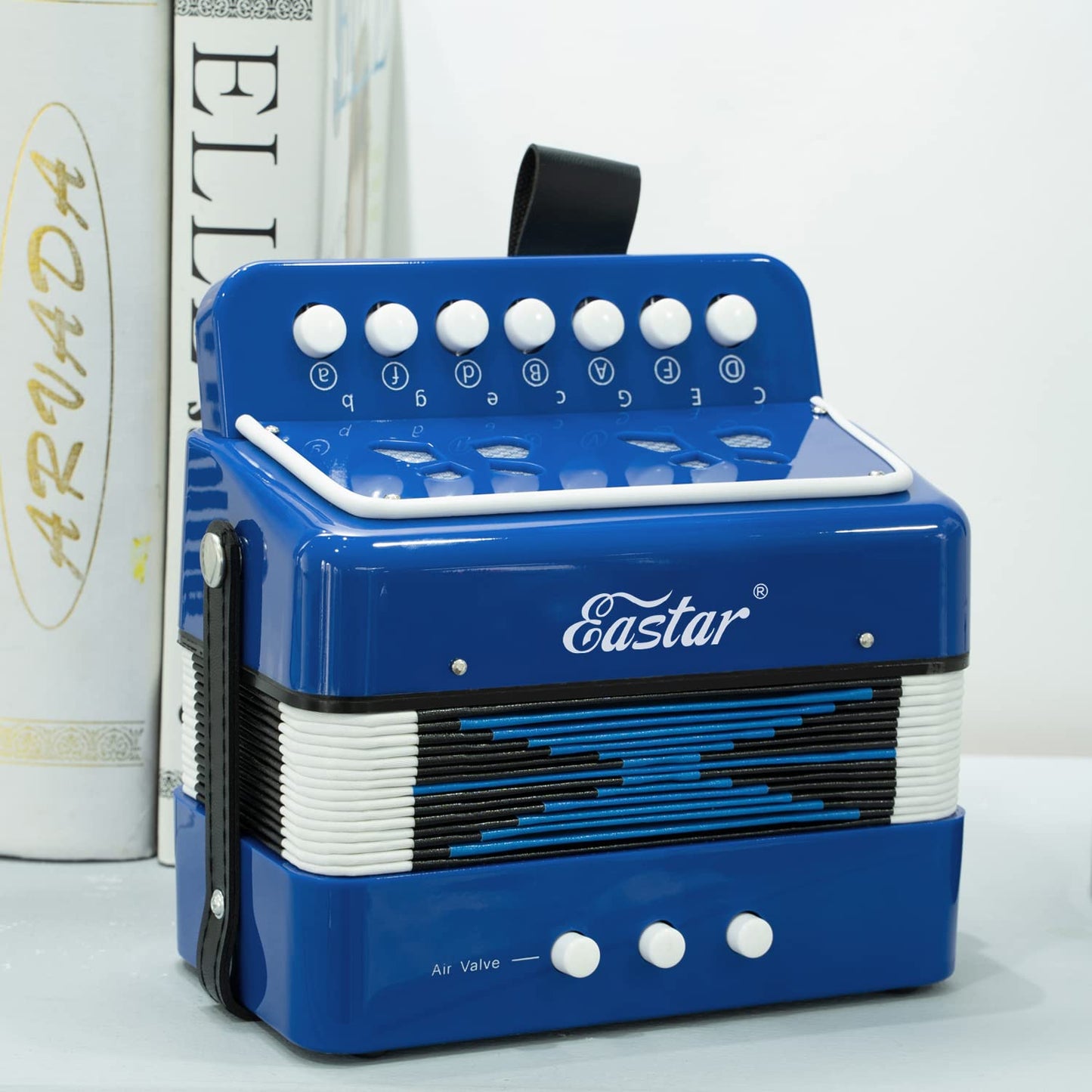 Eastar Accordion 10 Buttons Button Pedagogical Musical Instrument for Children, Fully Functional Lightweight Accordion, Selection of Gifts for Children's Day, Blue