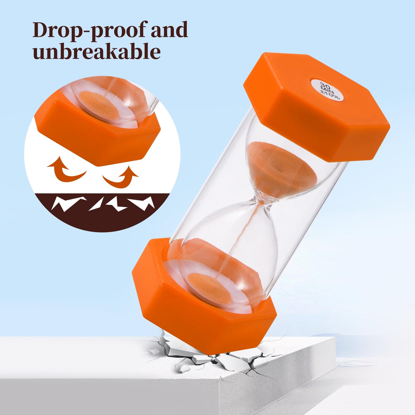 6 colorful hourglasses for kids, Colorful hourglass set 1/3/5/10/15/30 minutes, Timing hourglasses for kids' daily life, learning, game timing.