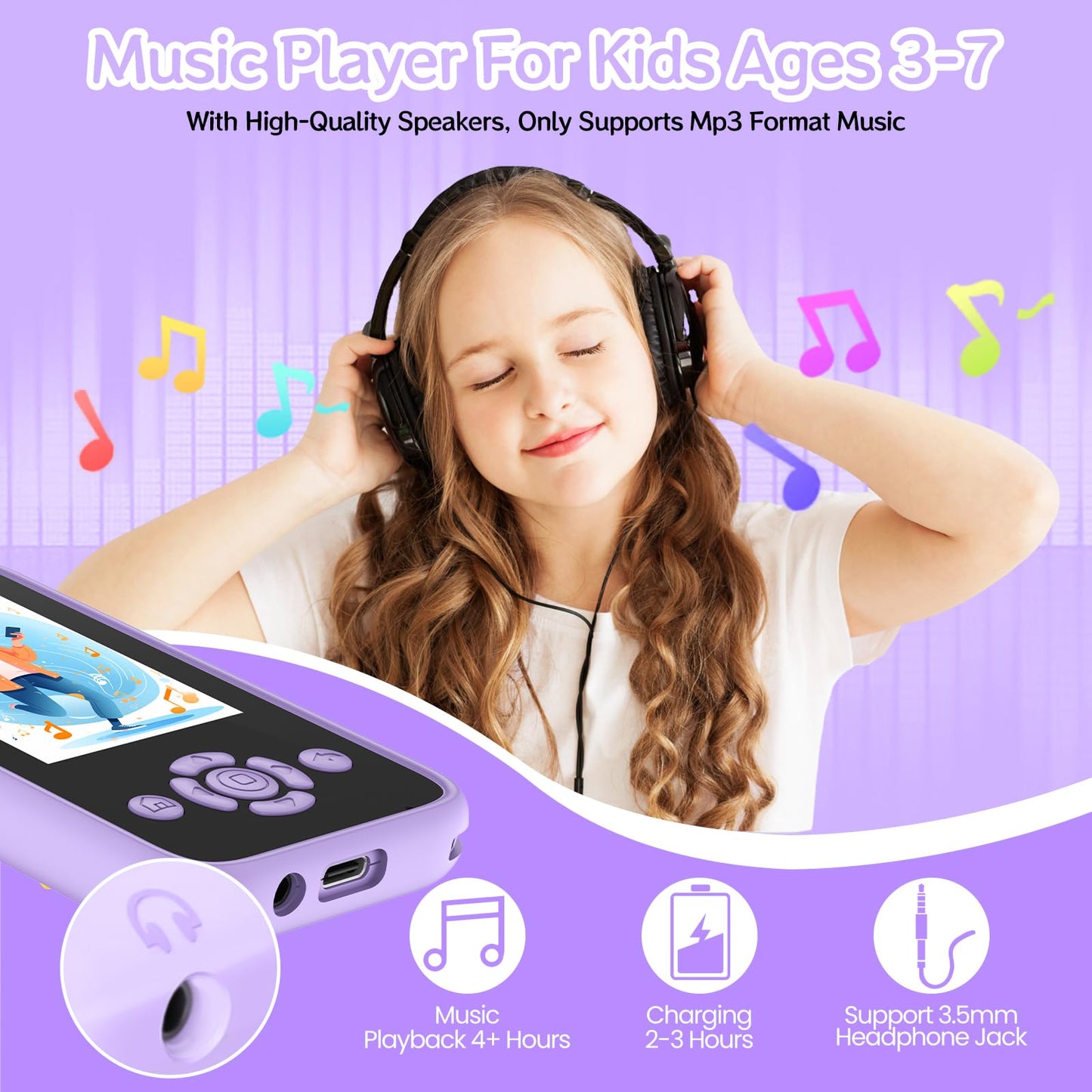 Children's mobile phone with music and games, 2.4" display kids camera with dual camera, 1080P HD kids phone with 32GB SD card, Christmas birthday unicorn gifts toy for 3-12 year old girls (purple)