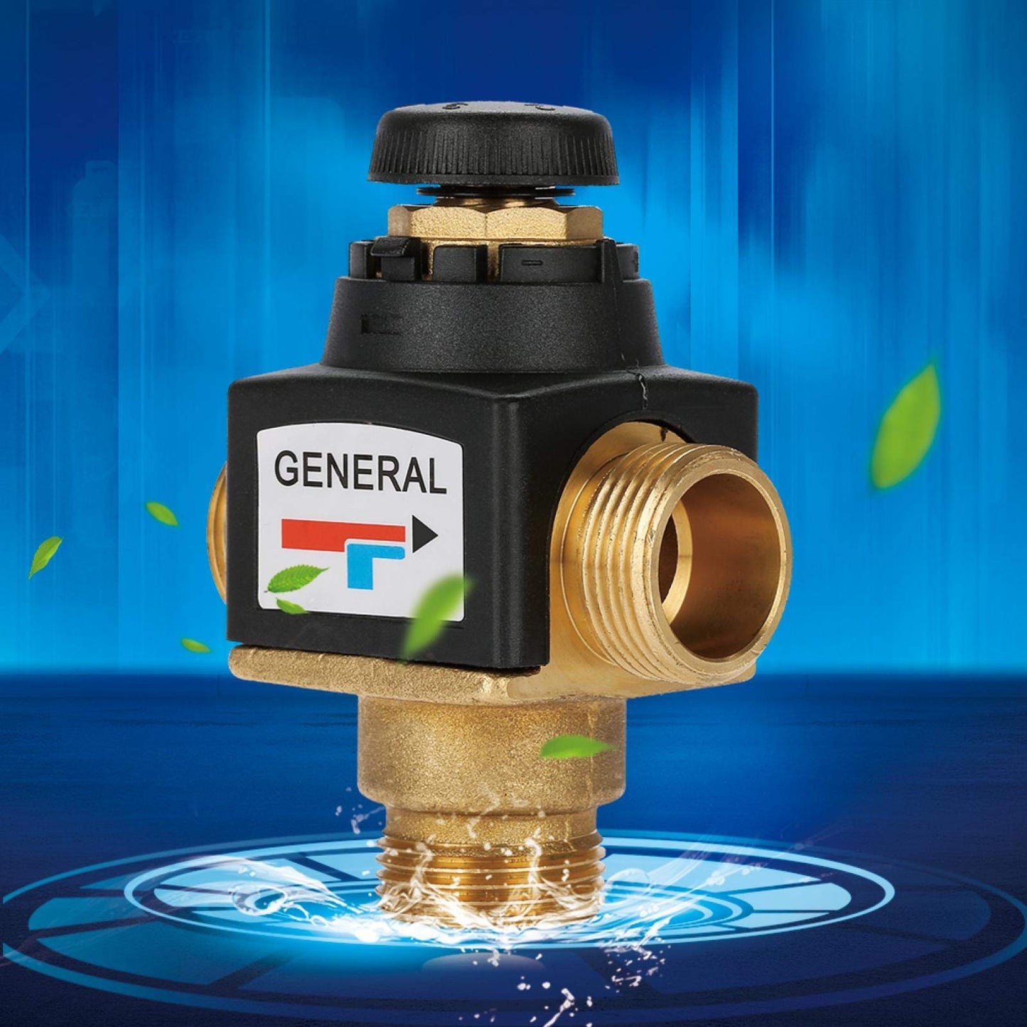 Nimomo Thermostat Water Mixing Valve, DN20 3-Way Thermostatic Mixer Valve, Brass Thermostatic Valve for Hot and Cold Water Mixing, Shower Thermostat Valve Temperature Control Valve.