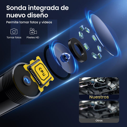 FORKODA Endoscope Camera with Light - 1080P HD endoscope with 8 adjustable LEDs, 5m waterproof cable IP67 4.3-inch IPS screen for pipe and engine inspections Professional snake camera