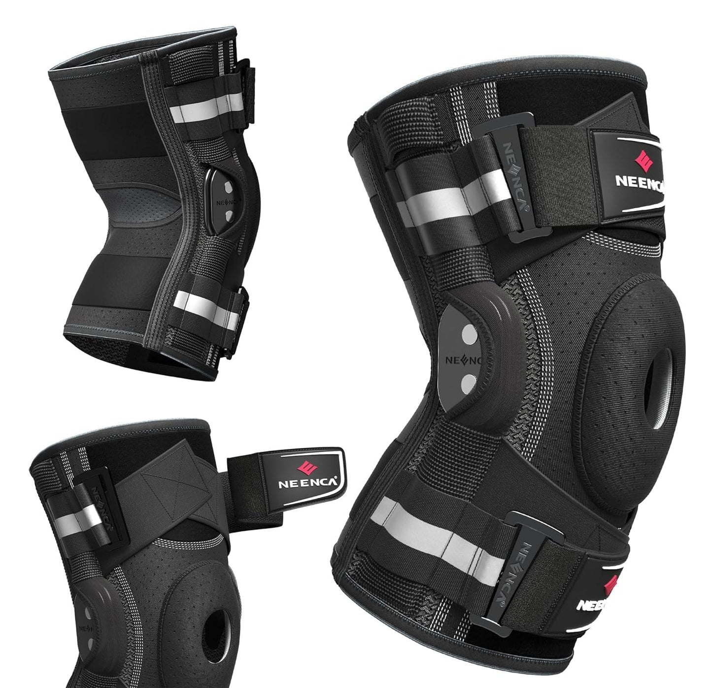 NEENCA Knee Brace for Knee Pain, Knee Support with Hinge and Patented X-Strap Attachment System, Provides Strong Stability for Pain Relief, for Arthritis, Meniscus Tears, ACL, PCL, MCL