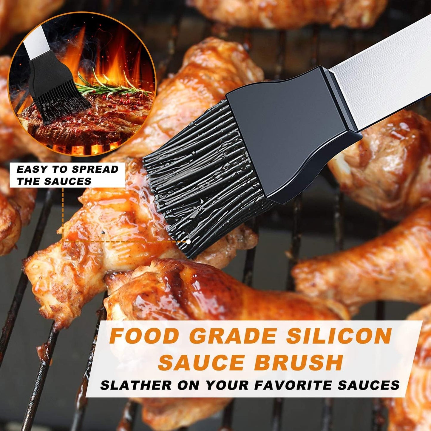 POLIGO 5-piece Grill Tools Set - Premium extra thick, stainless steel BBQ accessories - portable grill kit - perfect for birthdays, for men and women.