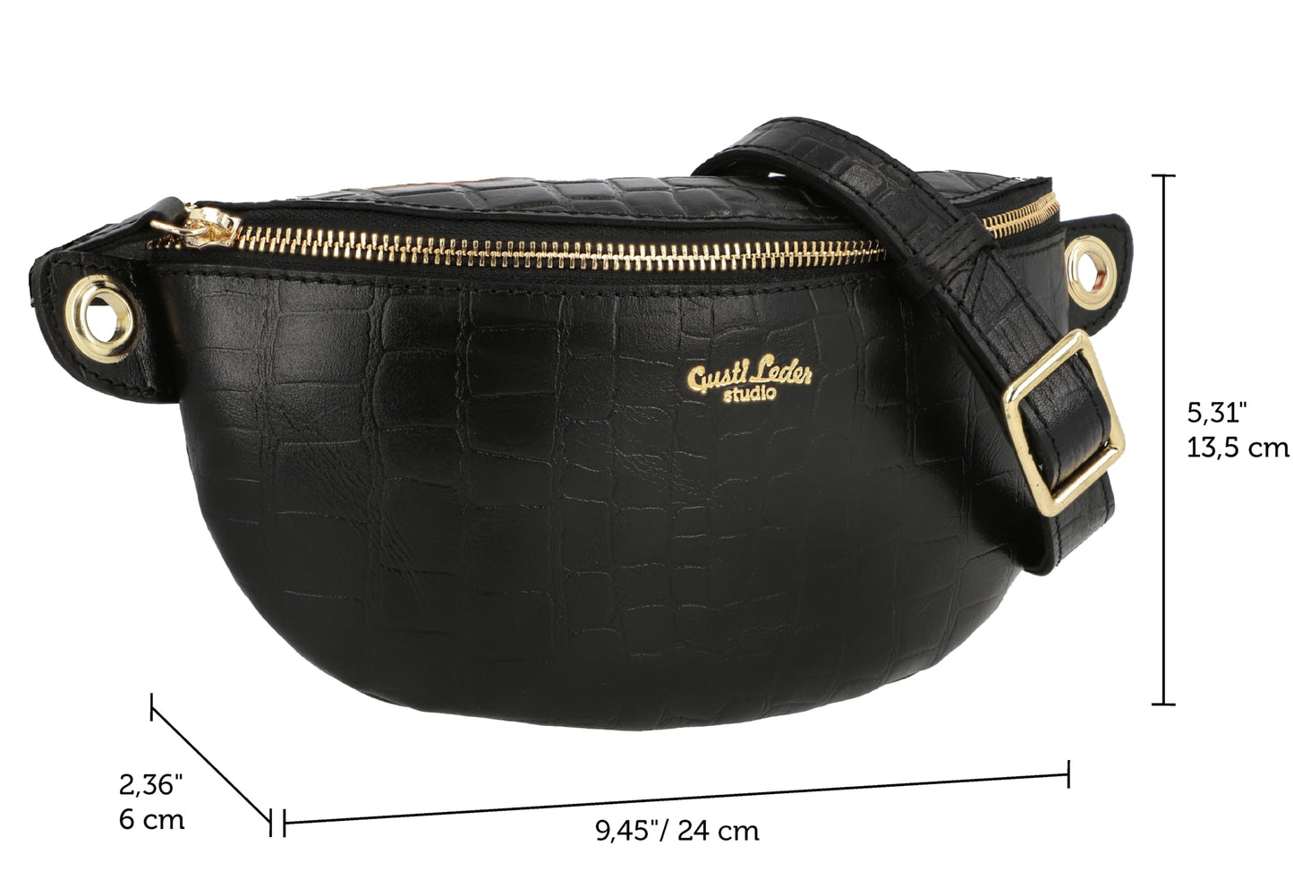 Gusti Leather Waist Bag - Annabelle Men's and Women's Waist Bag Fanny Pack Handbag Leather Bag Black Leather