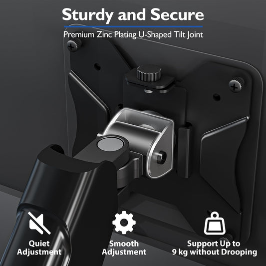 BONTEC Monitor Mount for 13-34 inch LCD LED Screen Holds 3-9 kg, Gas Spring Single Arm Monitor 360° Rotatable, Tiltable, Swivel Single Arm Stand Desk Clamp, VESA 75/100mm