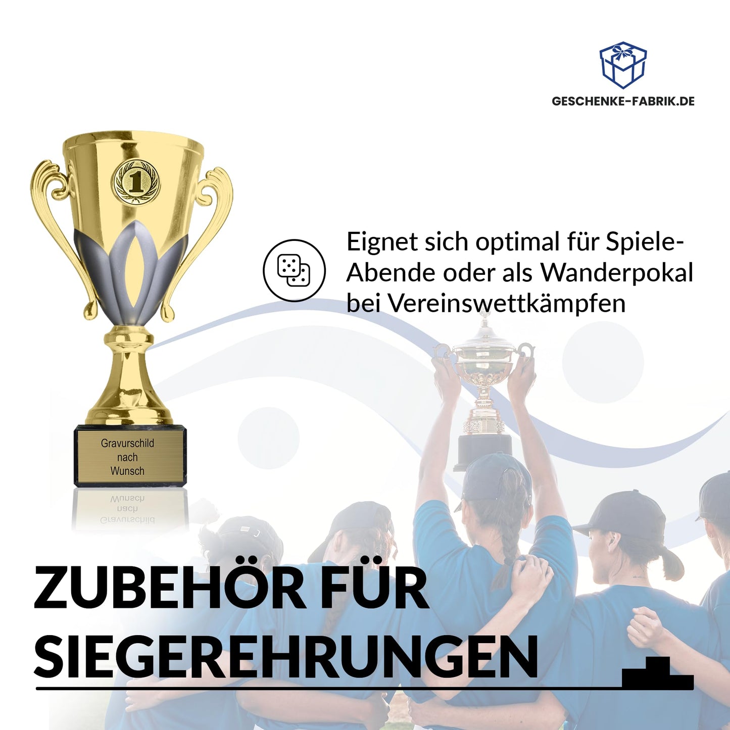 Trophy-Factory.com - Trophy with engraving custom text in gold/silver, 13 cm - personalized award & sports emblem of choice - including marble base - gift trophy - trophy for kids