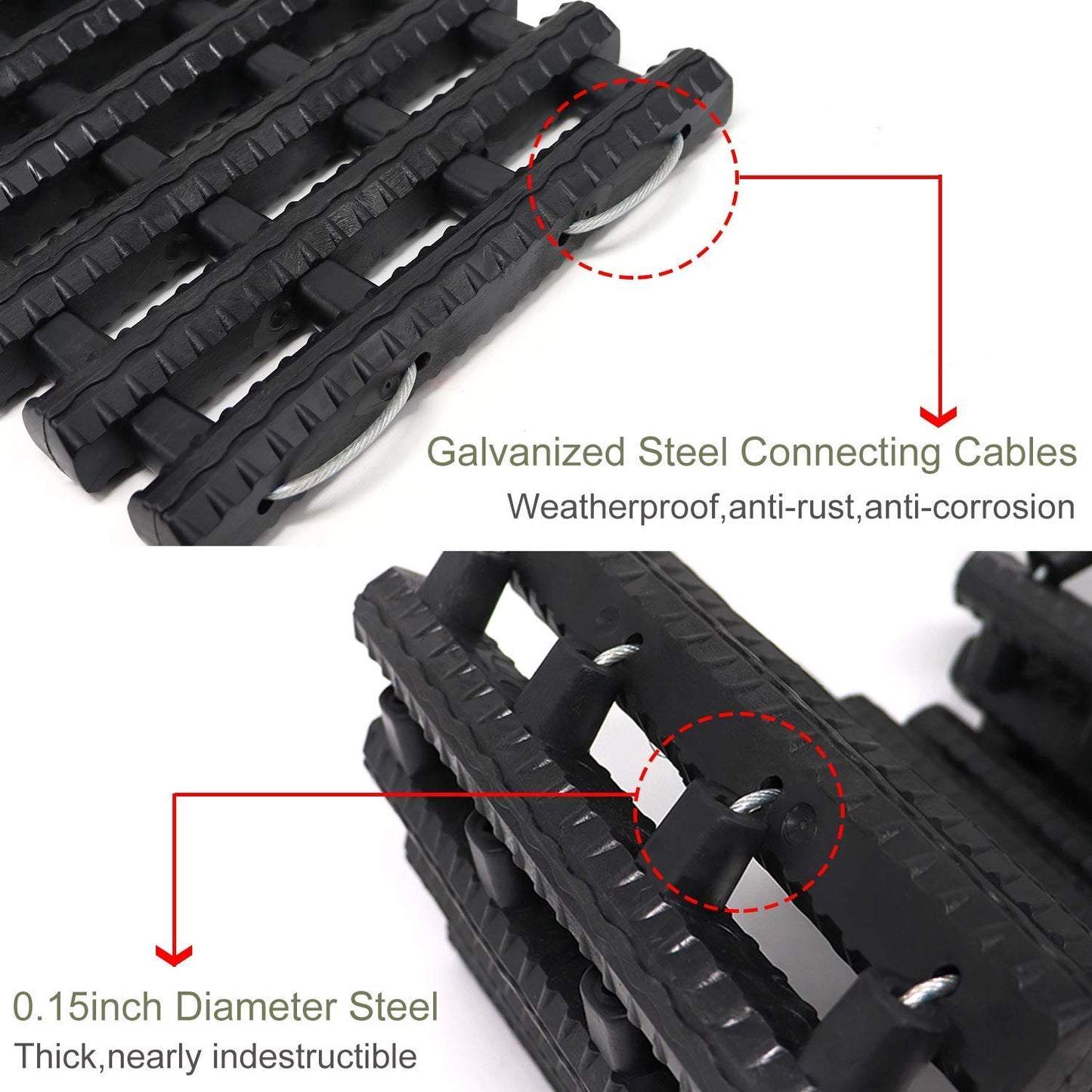 Jolitac 2 Piece Traction Aid Set Sand Mat Tracking Mat for Snow, Ice, or Mud 80 x 22 cm