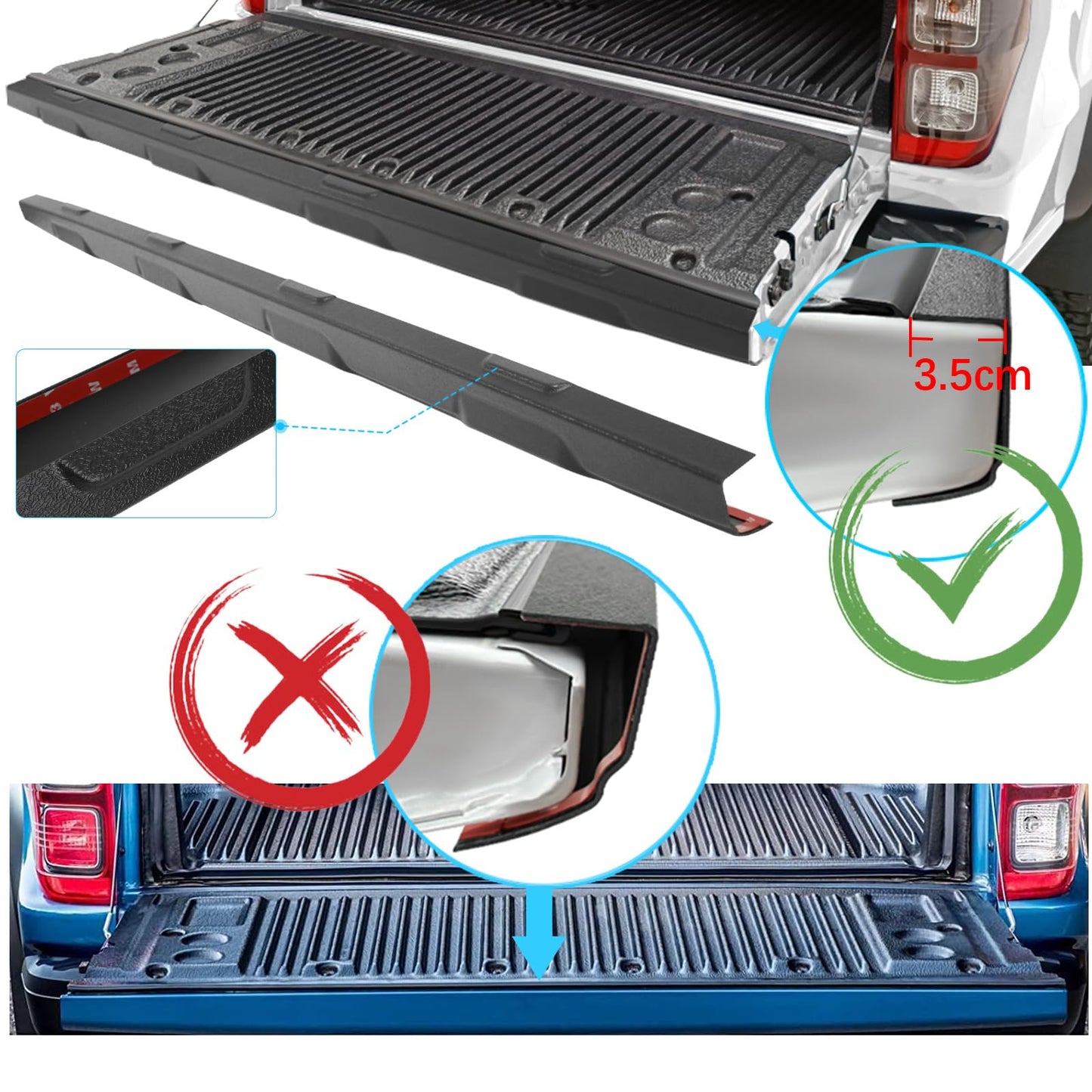 JHCHAN Tailgate Cover Protector for Ford Ranger 2012-2022 Wildtrak Raptor Limited XL XLT Tremor Wildtrak X Platinum