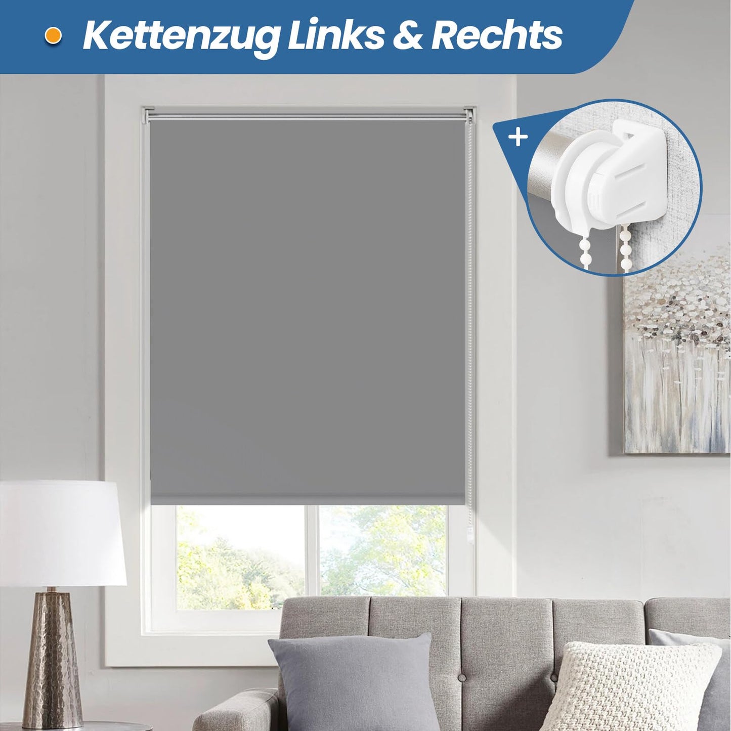 Blackout blind clamp fix without drilling light gray W80 x H170cm (fabric width 75cm) Roller blinds for windows without drilling thermal roller blackout clamp roller thermal roller side pull roller sun & heat protection