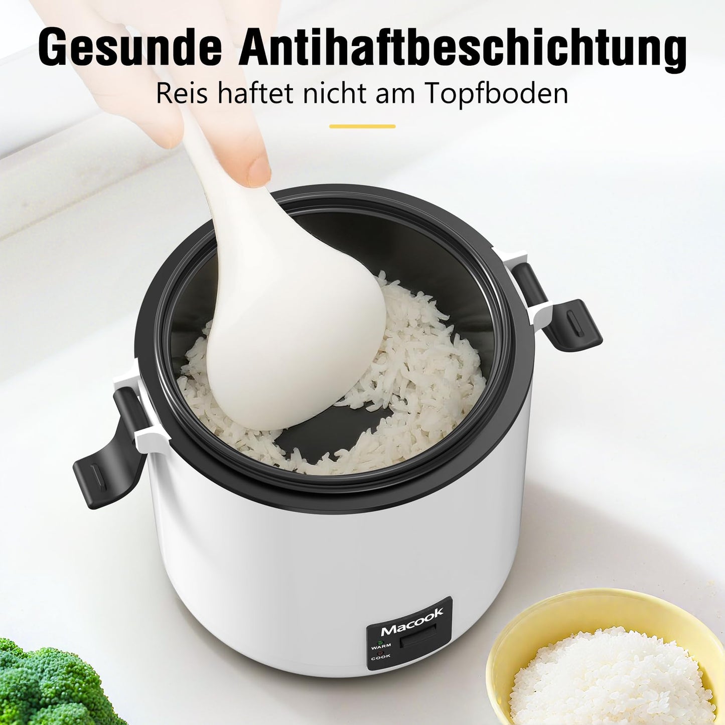 Small rice cooker & bento box for 1-2 people, (0.3 liter, 1.5 cups), mini rice cooker with removable pot with non-stick coating, one touch & keep warm function, 200 watts (black)
