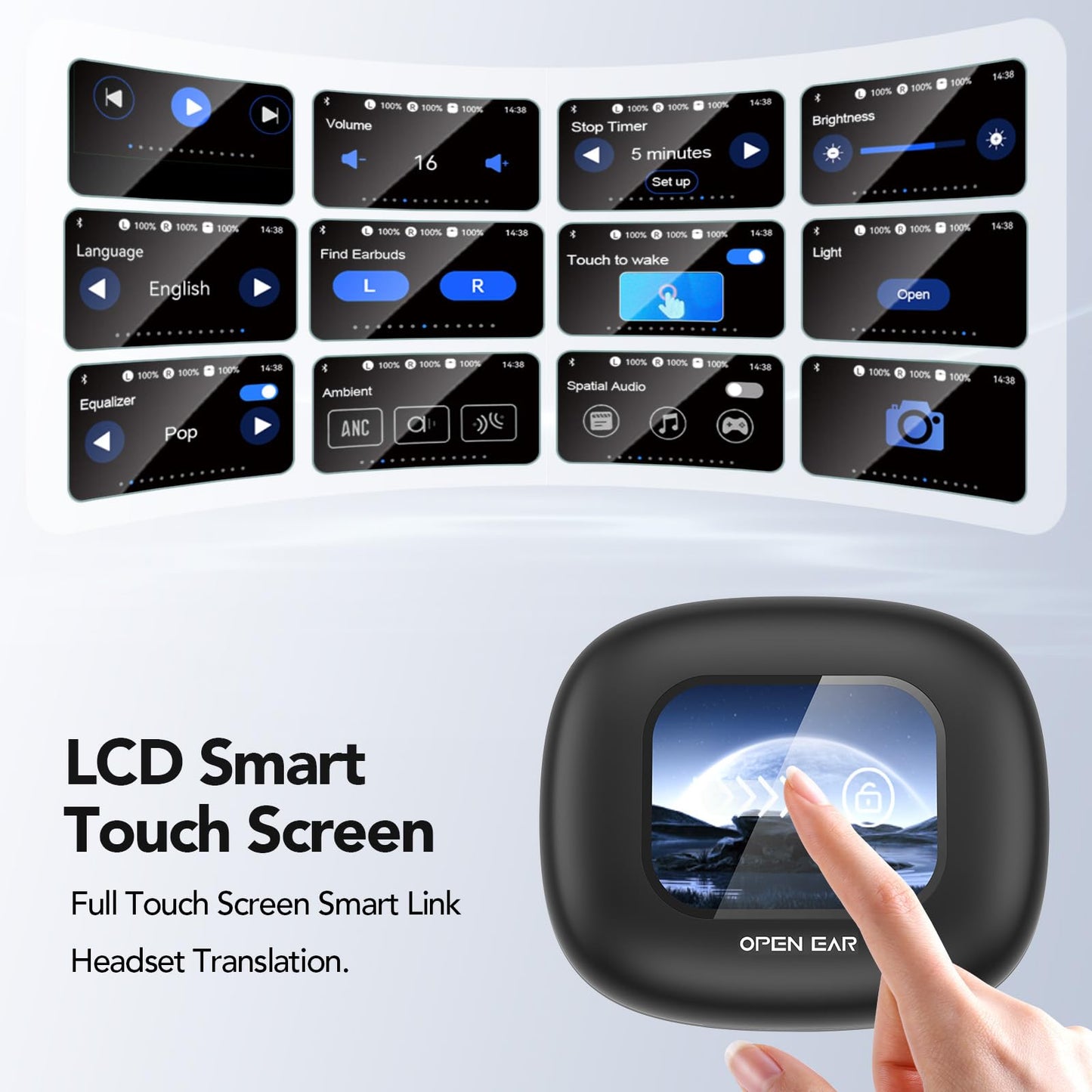 Ki Translator headphones, XP2 translation headphones with real-time translation, 135 languages headphone translator real-time, Touchscreen open ear headphones for iOS and Android, Travel and business.