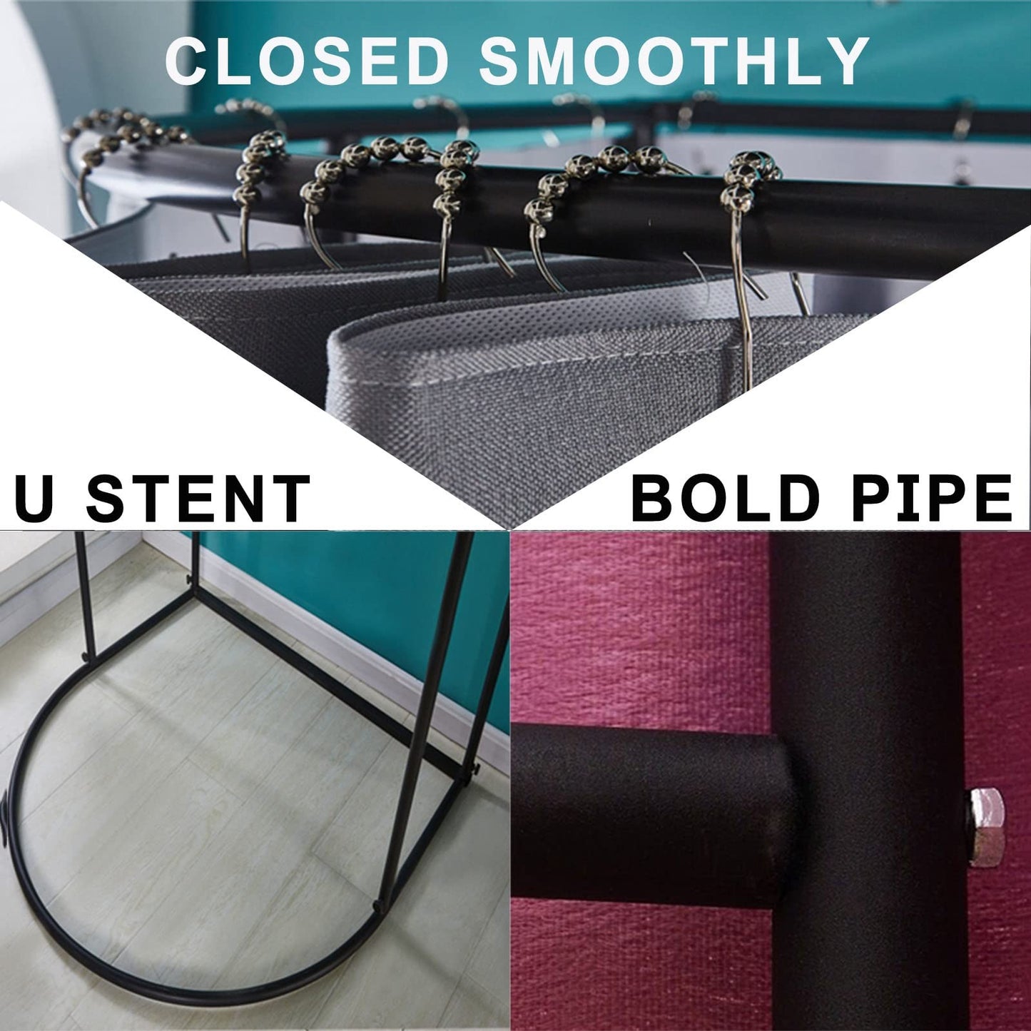 LXSEHN Changing room Freestanding, U-shaped Mobile divider with floor stand Portable privacy screen, shades dressing area Eyelet iron holder, for office shopping mall