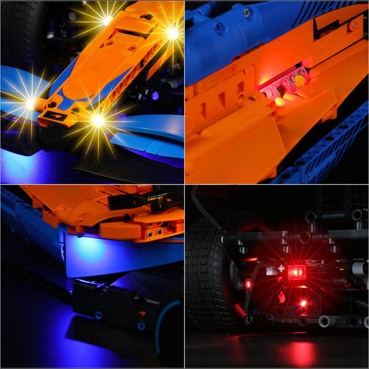 LocoLee LED Light Set Compatible with LEGO McLaren F1, LED Lighting Set Compatible with LEGO 42141 McLaren Formula 1 Race Car - Lights Only Set, No Model (Remote Control Version)