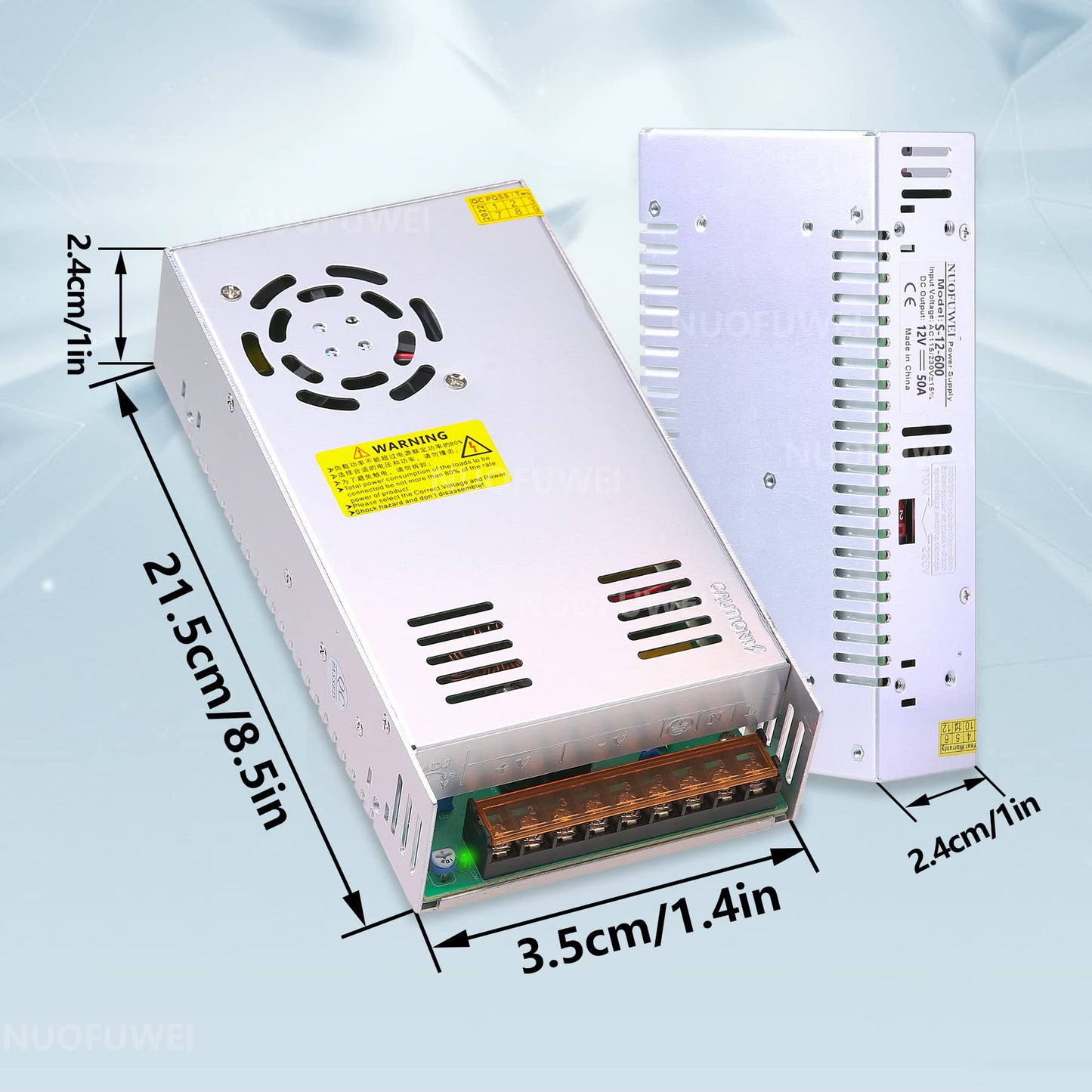 NUOFUWEI DC 12V 50A 600W power supply transformer switching power supply 230V AC to DC 12V power supply 50A transformer Industrial 12V 600W for LED light bar CCTV camera security system radio