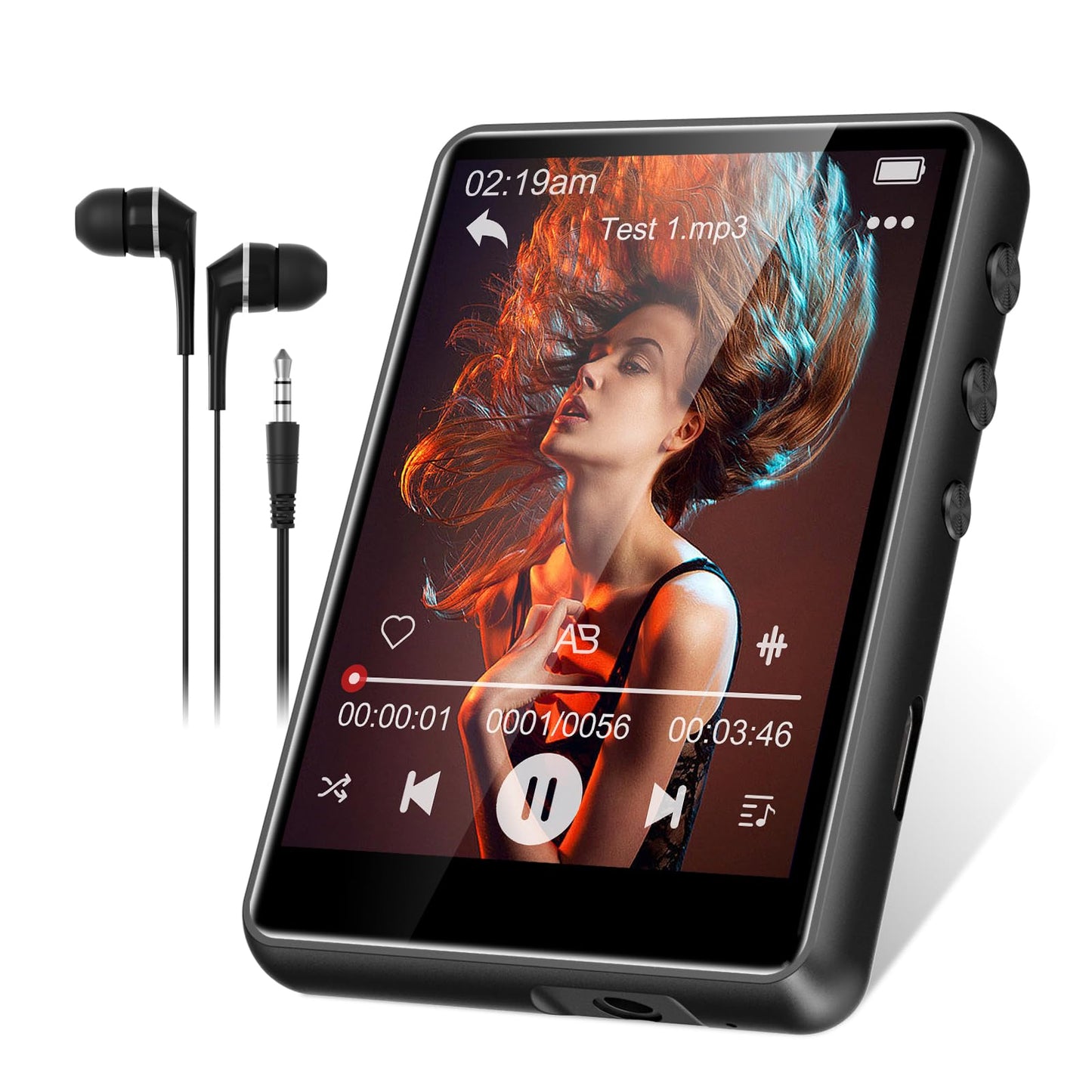 SWOFY 64GB MP3 Player Bluetooth 5.3 HiFi Music Player, 2.4-Inch Touchscreen MP3 Player with Speaker Recorder, FM Radio, supports 128GB mp3 Player Kids (Gray)