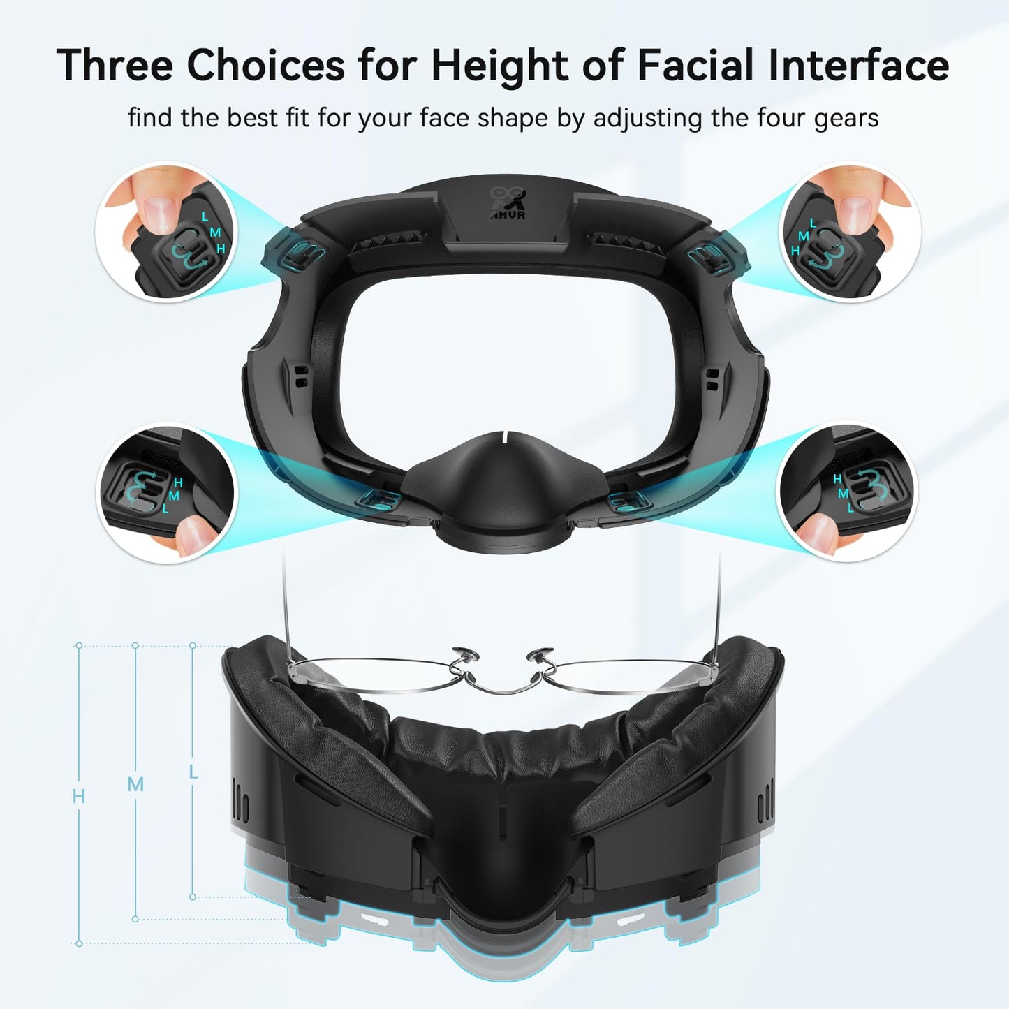 AMVR Face Cover Pad Facial Interface is compatible with Meta/Oculus Quest 3 accessories, featuring a soft PU face cushion pad replacement and Ice Silk Cotton material. Not compatible with Meta Quest 3S.