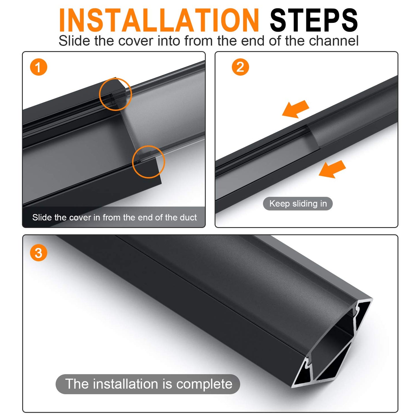Angdarun LED profile, LED aluminum profile 6x1m V-shape aluminum profiles for LED strips/strips/stripe/end caps (1M-6V-B)
