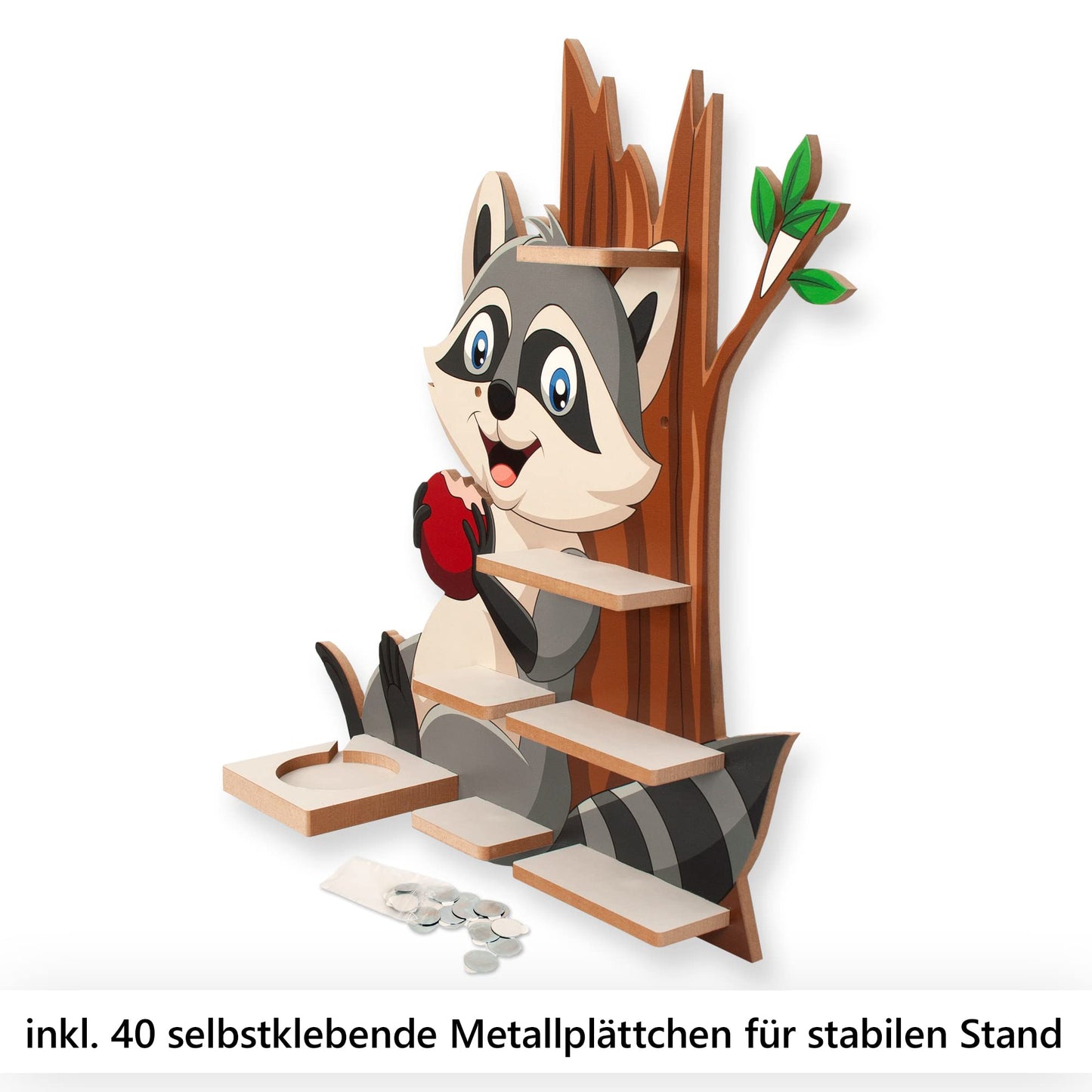 "Washbear" shelf suitable for Toniebox and Tonies including 40 metal plates for flexible attachment of the Tonie figures.