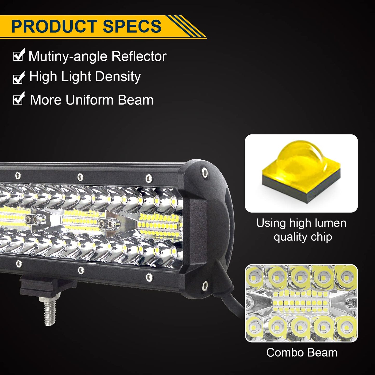 SKYWORLD LED work light bar 30.4cm 240W LED spotlight 12V 24V work light additional spotlight with toggle switch wiring harness for car off-road tractor car truck SUV UTV ATV.