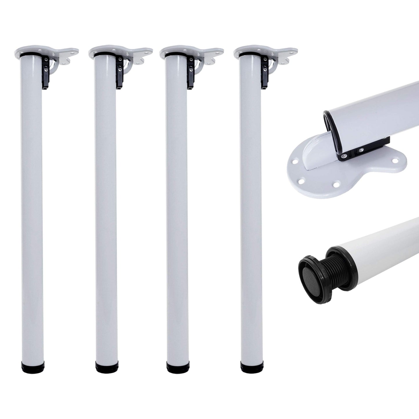 Mendler 4-piece table leg set HWC-H34AM, for desk dining table foot table frame, foldable 72cm - white