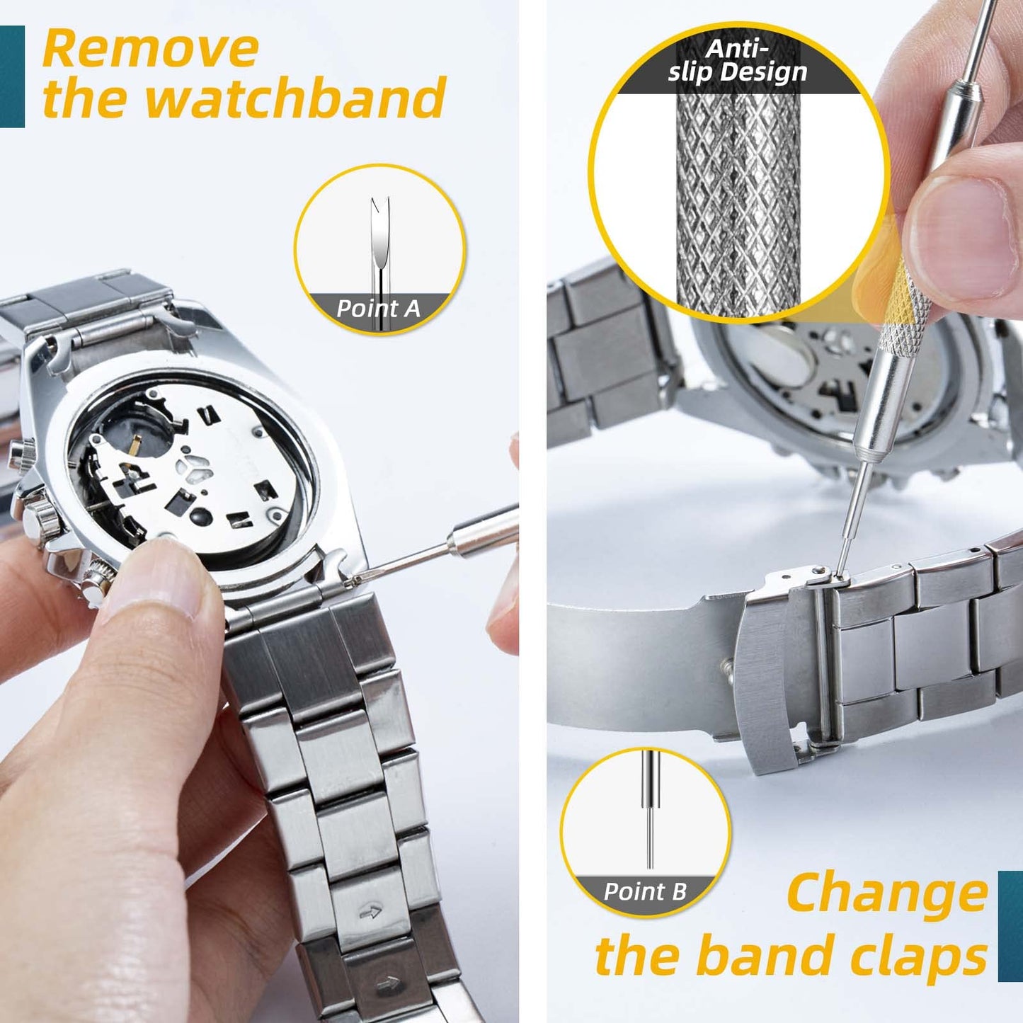 Eventronic Watch Tool Set, Watch Repair Watchmaker Tool Kit, Watch Tools in Nylon Bag, Watch Tool Set for Most Watches, with Large Adjustable Case Opener (88PCS)