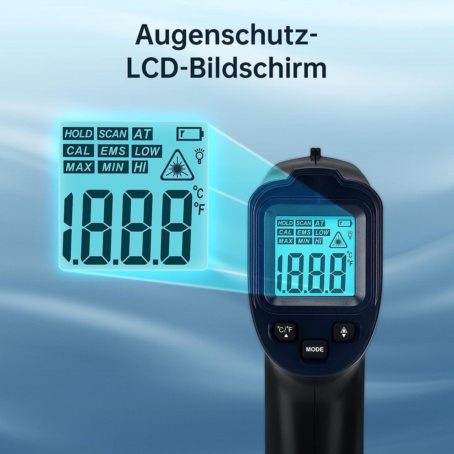 ERICKHILL Infrared Thermometer -50 ℃ ~ 600 ℃ Non-contact digital laser temperature gun with LCD display, adjustable emissivity - suitable for cooking/grilling/freezing, with meat probe.