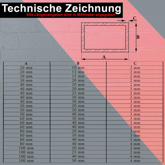 PRIOsteel rectangular tube aluminum tube hollow profile rectangular profile - 1 x tube Size: 80 x 20 x 2 mm Length: 1000 mm EN AW-6063 t6 seamless for creative construction made of aluminum