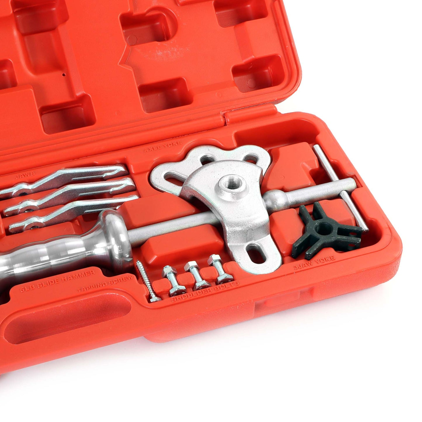 Wiltec puller set for wheel bearings and wheel hubs, for 4 and 5-hole with wheel hub, with slide hammer, as internal puller or external puller.