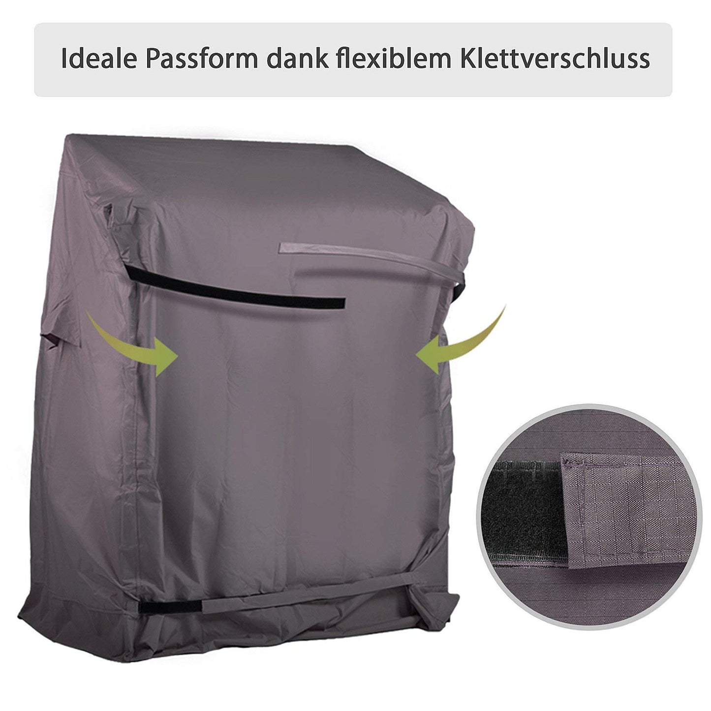 Hanse Beach Chair Cover made of 600D Oxford fabric with extra flexible velcro closure, Premium Beach Chair Cover 120cm wide in gray.