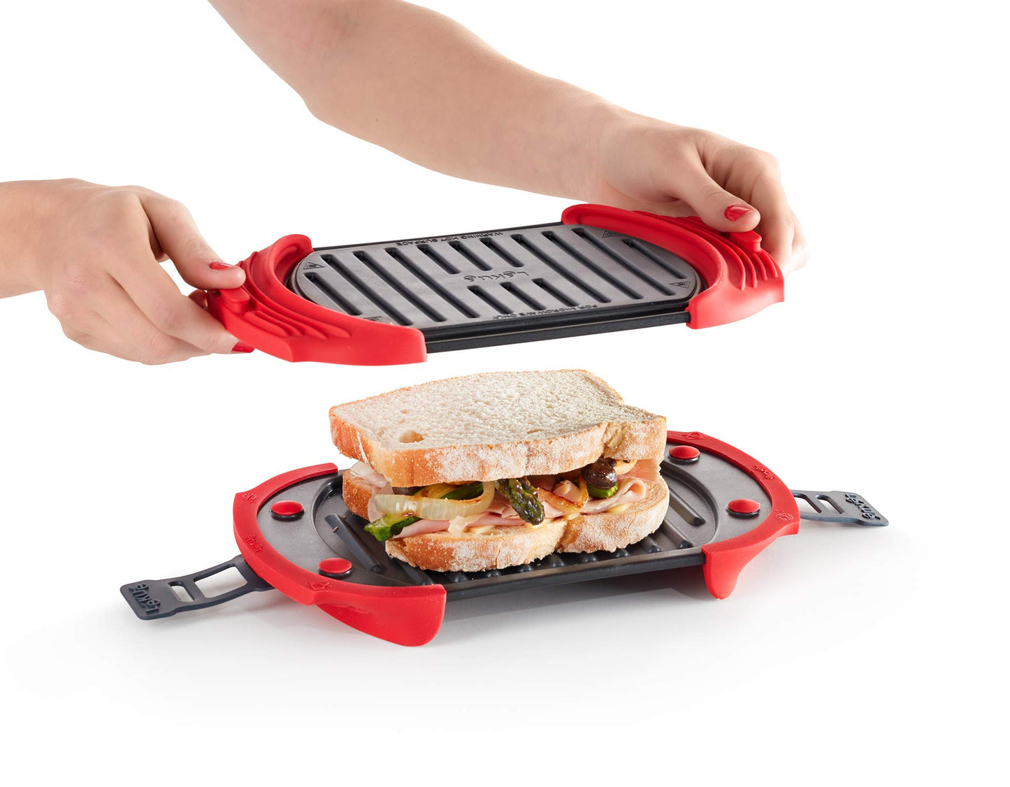 Lékué Microwave Grill, microwave grill, steel, red and black, 25.2 x 14.8 cm