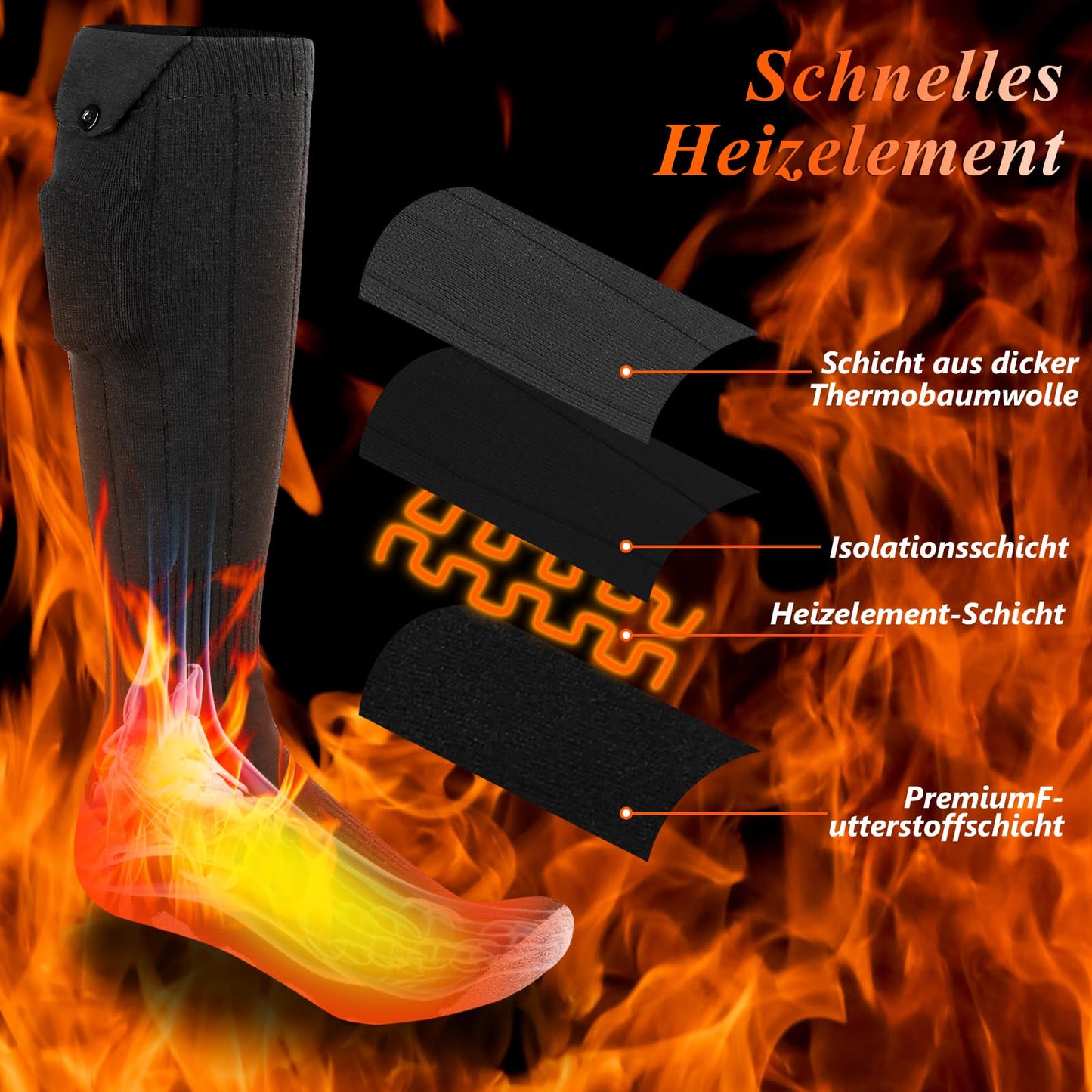 2024 Ferdiiz Heated Socks, 2 X 6000mAh/5V Battery Max. 12H Electric Foot Warmer Rechargeable Wool Heated Socks 2 Heating Wire Heated Socks with 4 Temperatures for Boys Girls.