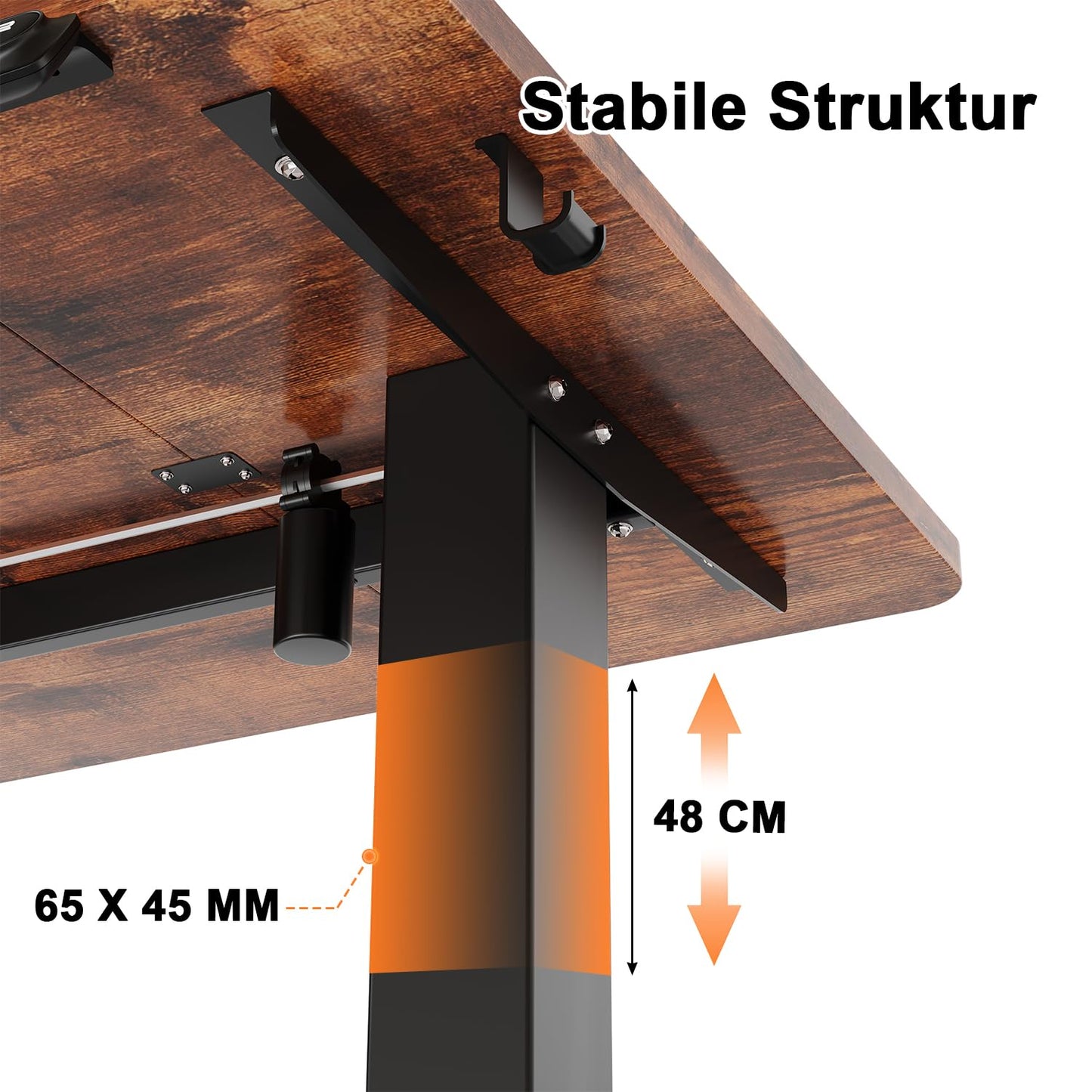 JUMMICO Adjustable Height Standing Desk Electric Standing Desk with Memory Function 140 x 60 cm, Brown.