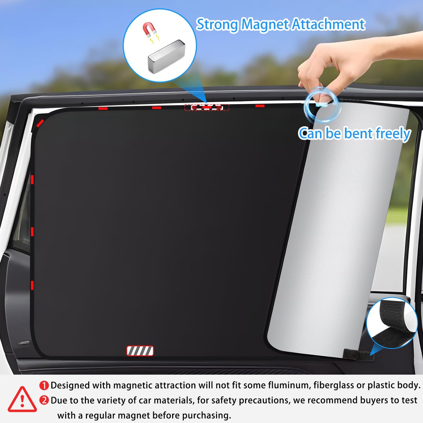 XCBYT Car Sun Shade Side Window Magnetic,4 Pieces Privacy Car Window Sunshade,Car Sun Shade Baby,UV Protection Heat Insulation Car Darkening,More Magnets (TY04S)