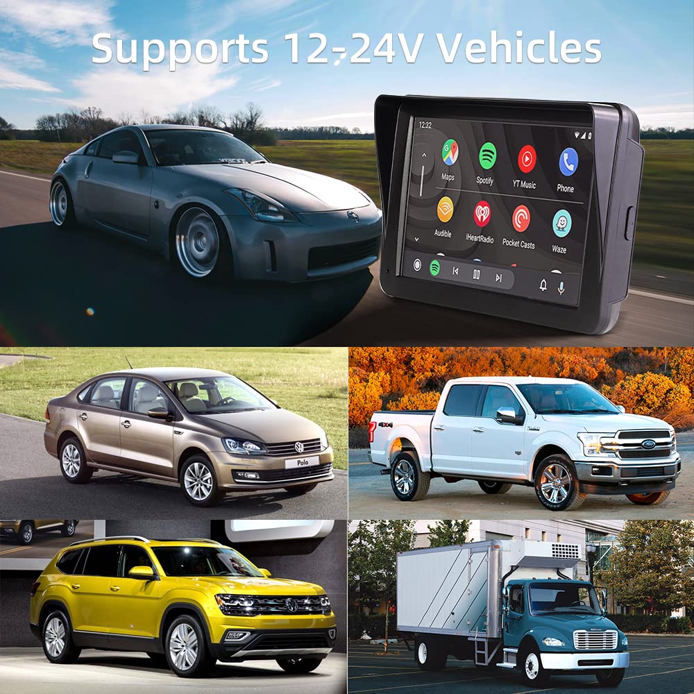 Wireless CarPlay & Android Auto, 7-inch Carplay display with 2K front camera, 1080P rear camera, Bluetooth, Mirror Link, FM, AUX, TF card.