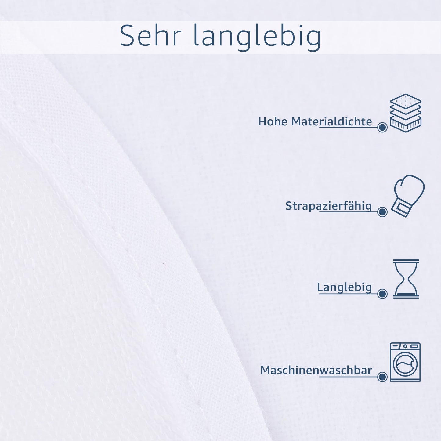 Amago - Mattress protector, Front: 100% cotton, Back: PU membrane, 180 x 200 cm - White