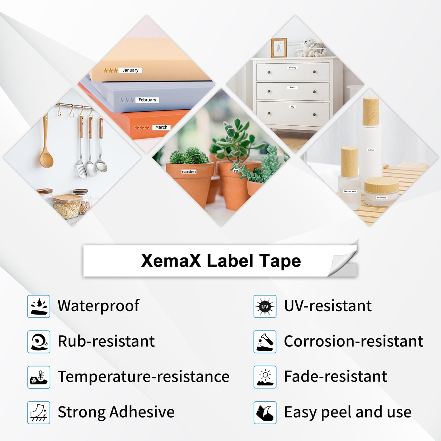 8x XemaX label tape Compatible for Brother P-touch tapes 9mm TZe-221 TZ-221 font tapes Black on white label cassette for Brother P-Touch PT-1010 E110 H100R H110 H101C H108 E100 H100LB