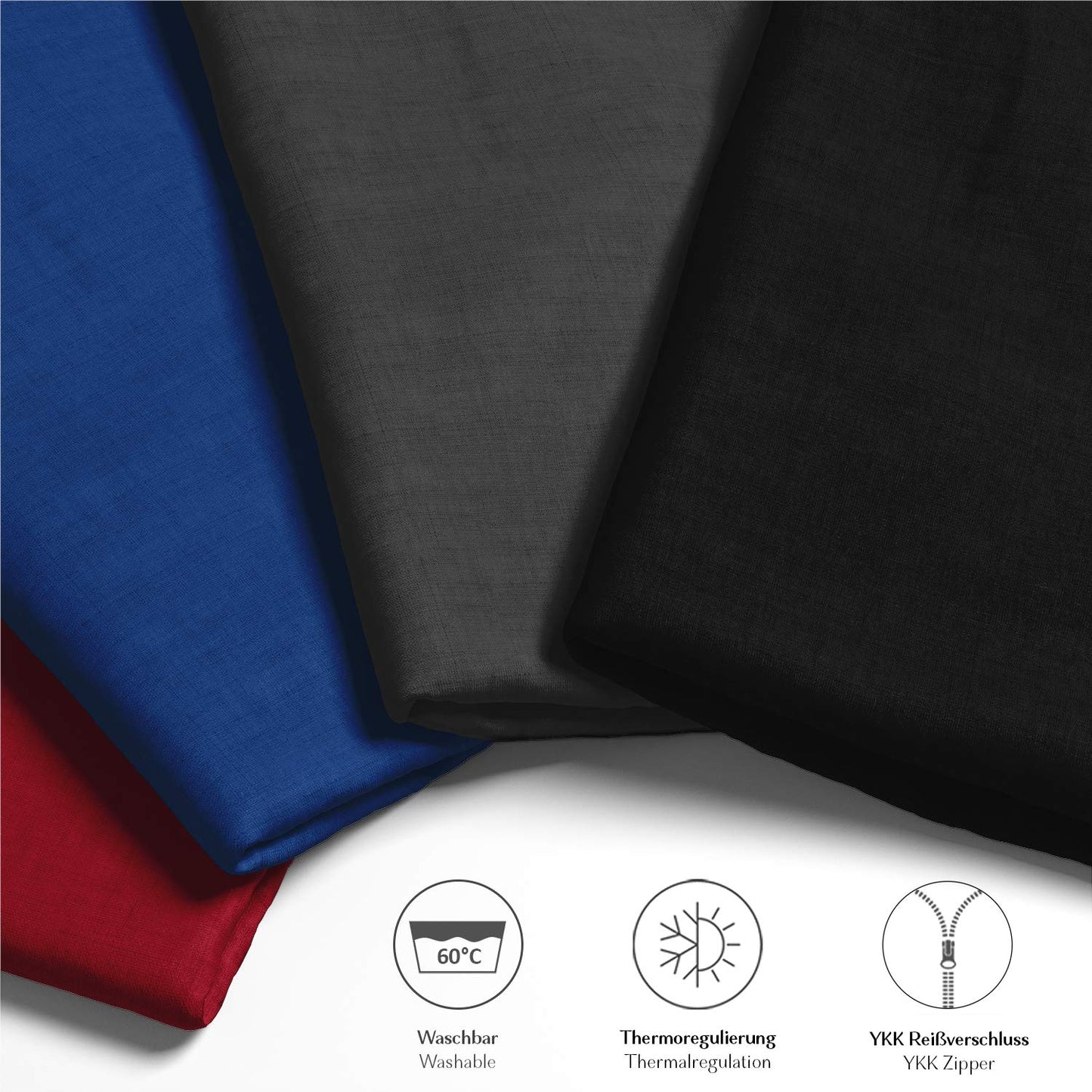 Alreya 2-pack Mako Satin pillowcase 50 x 75 cm - 100% cotton with YKK zipper, super soft pillowcase 50x75, cushion cover, Oeko-TEX® Standard certified, Blue, pillowcase only