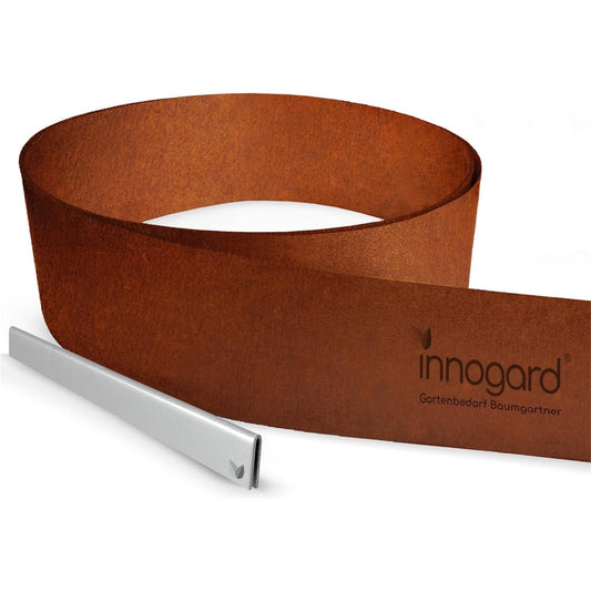innogard lawn edge Corten steel L10m H25cm - Flexible bed edging 1 mm thick lawn edging tape for garden bed bordering bed edging
