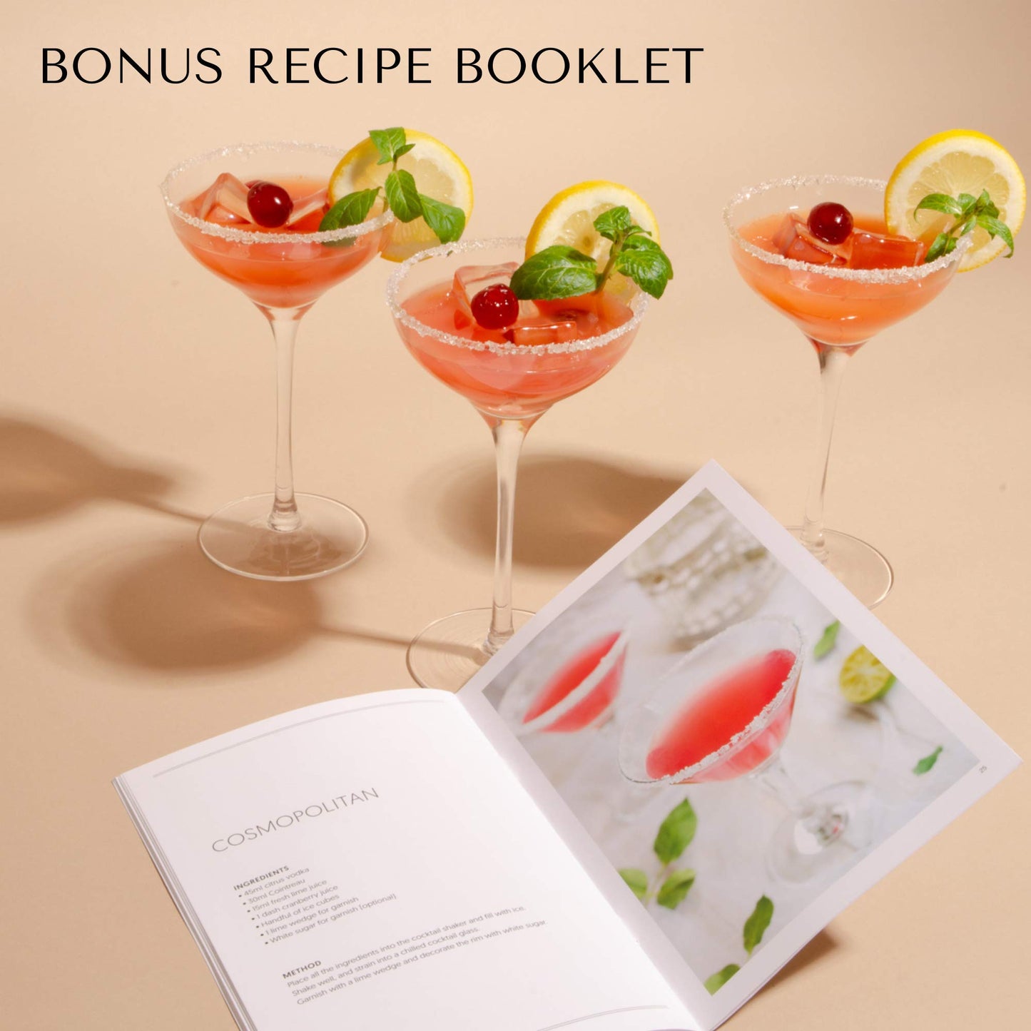 Twice Element® Cocktail Shaker Set - Stainless Steel Boston Shaker | Abundant accessories for easy handling | Bonus recipe book, elegant gift box & storage pouch (Pink)