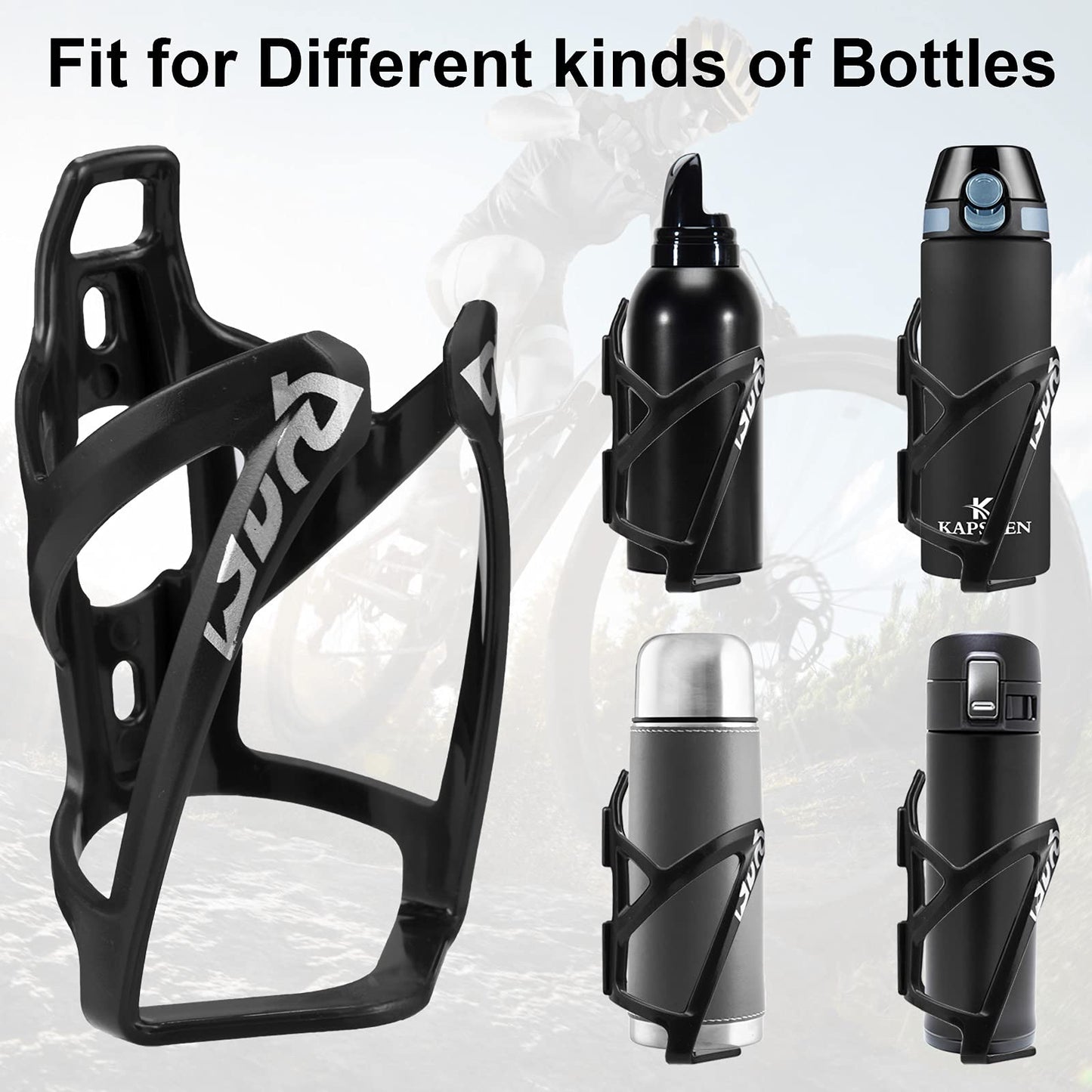 Capsule Bottle Holder Bike Set, Bike Drink Holder with 610ml 700ml 750ml Water Bottle, Screws, Lightweight Strong Bottle Holder for MTB, Road Bike (Black, 700ml-black)