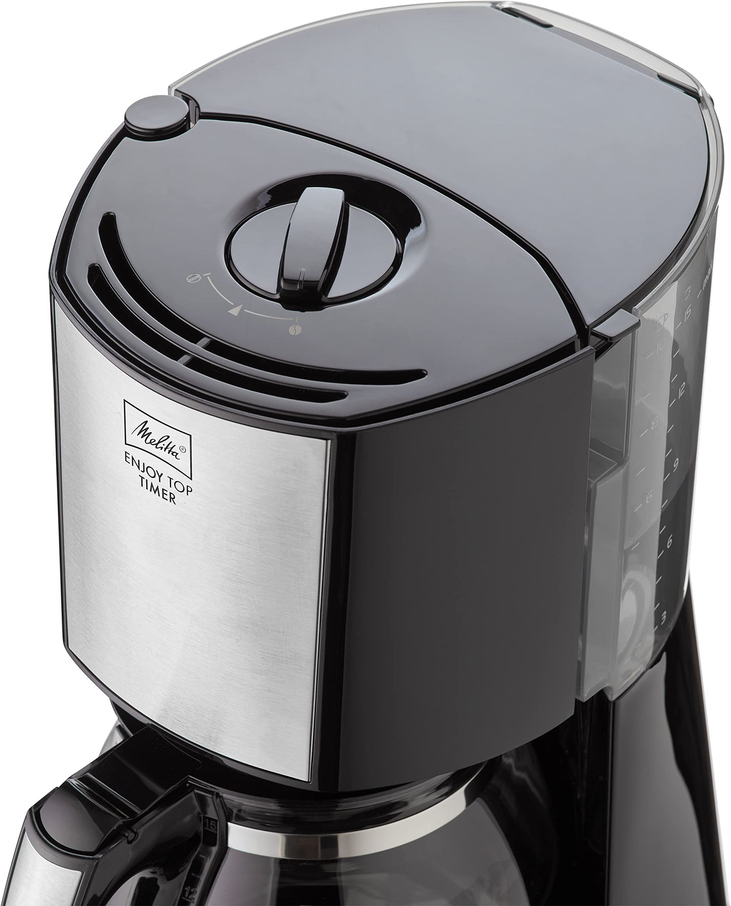 Melitta Enjoy Top Timer - Filter Coffee Machine - with glass carafe - Timer function - Drip stop - 10 cups - Black (1017-11)