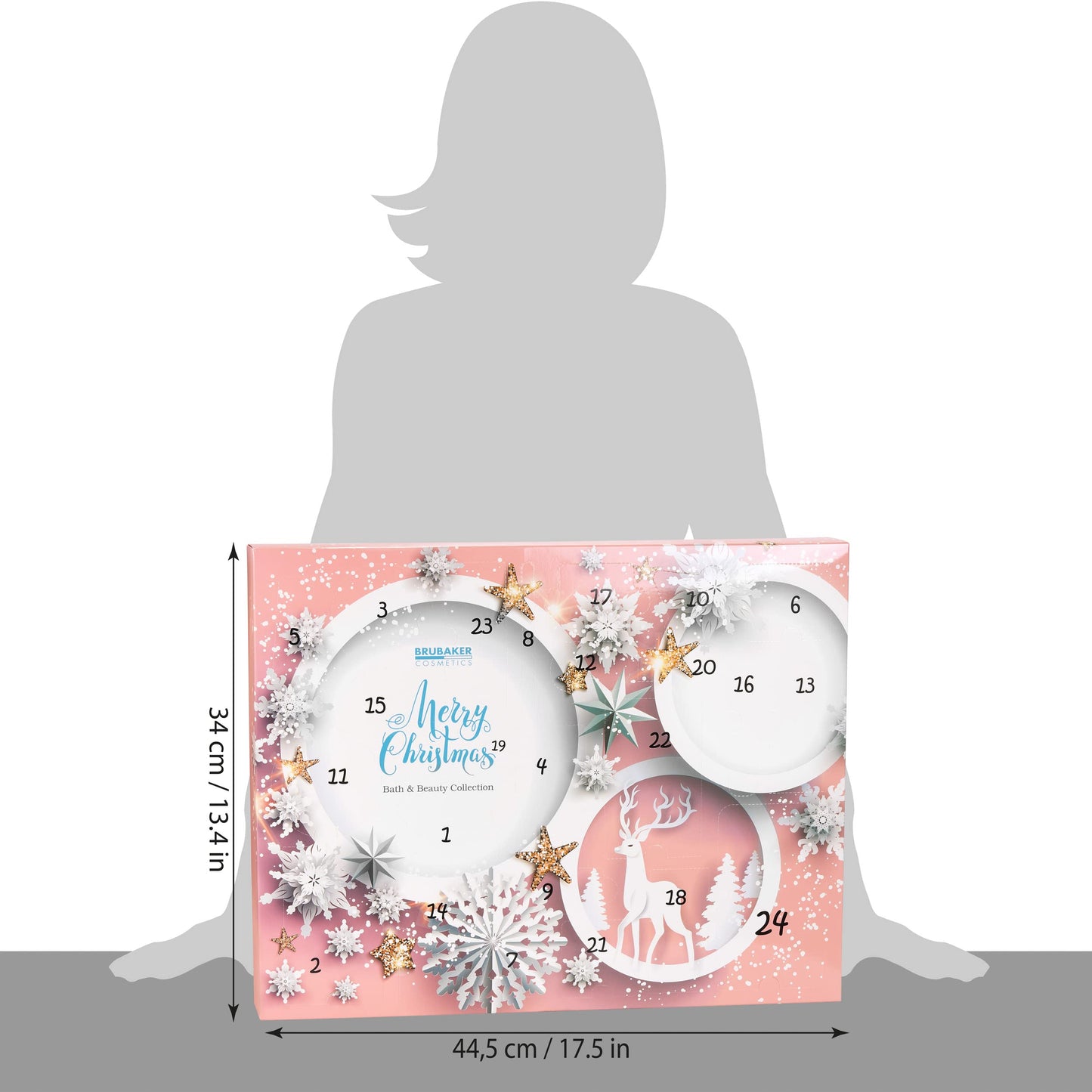 BRUBAKER Cosmetics Beauty Advent Calendar 2025 - the XXL wellness Christmas calendar for women and girls - 24 x body care products & spa accessories - stars and snowflakes in pink.