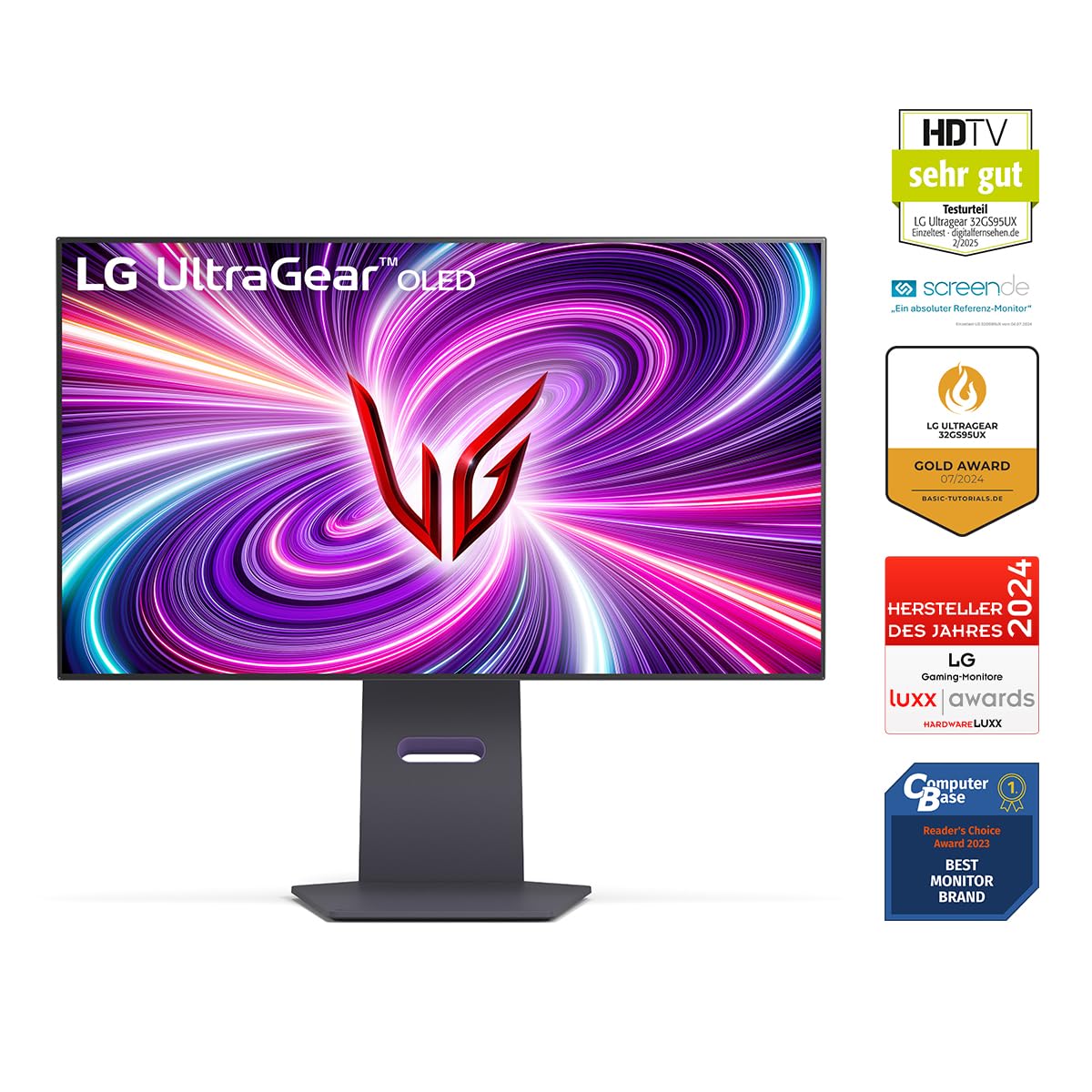 LG Electronics 32GS95UX-B.AEU UltraGear™ 4K UHD Gaming OLED Monitor 32" (80cm), 3840 x 2160, 0.03ms GtG, 480 Hz, HDR10, HDR™400 TRUE BLACK, NVIDIA G-Sync™ Compatible, AMD FreeSync™ Premium Pro - Gray