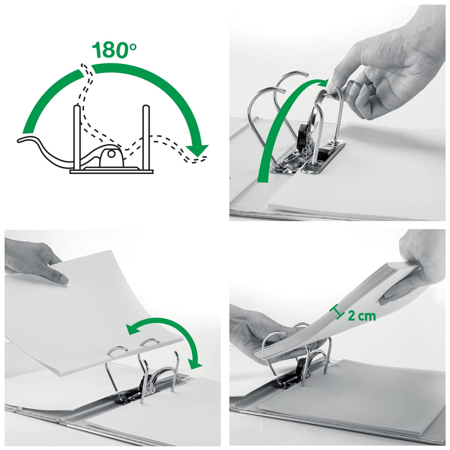 Leitz Quality Folder 180° Plastic, 3 Pack, Original, A4 file folder 5 cm slim, 90% recycled cardboard, 30% pre-consumer recycled plastic, with 180° mechanism, 350 sheets, Blue, 310345035