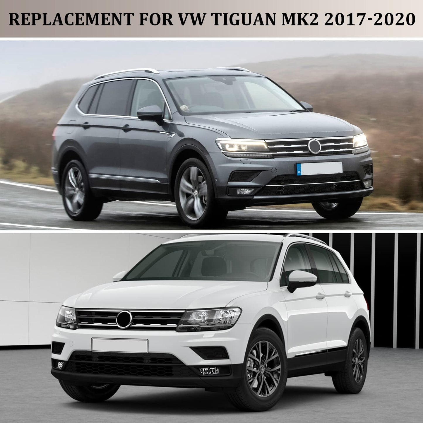 1 Pair Car Mirror Caps Outside Mirror Replacement for VW Tiguan MK2 2017-2020, Mirror Covers Rear View Mirror Covers Side Mirror Covers, Mirror Housings Glossy Mirror Caps