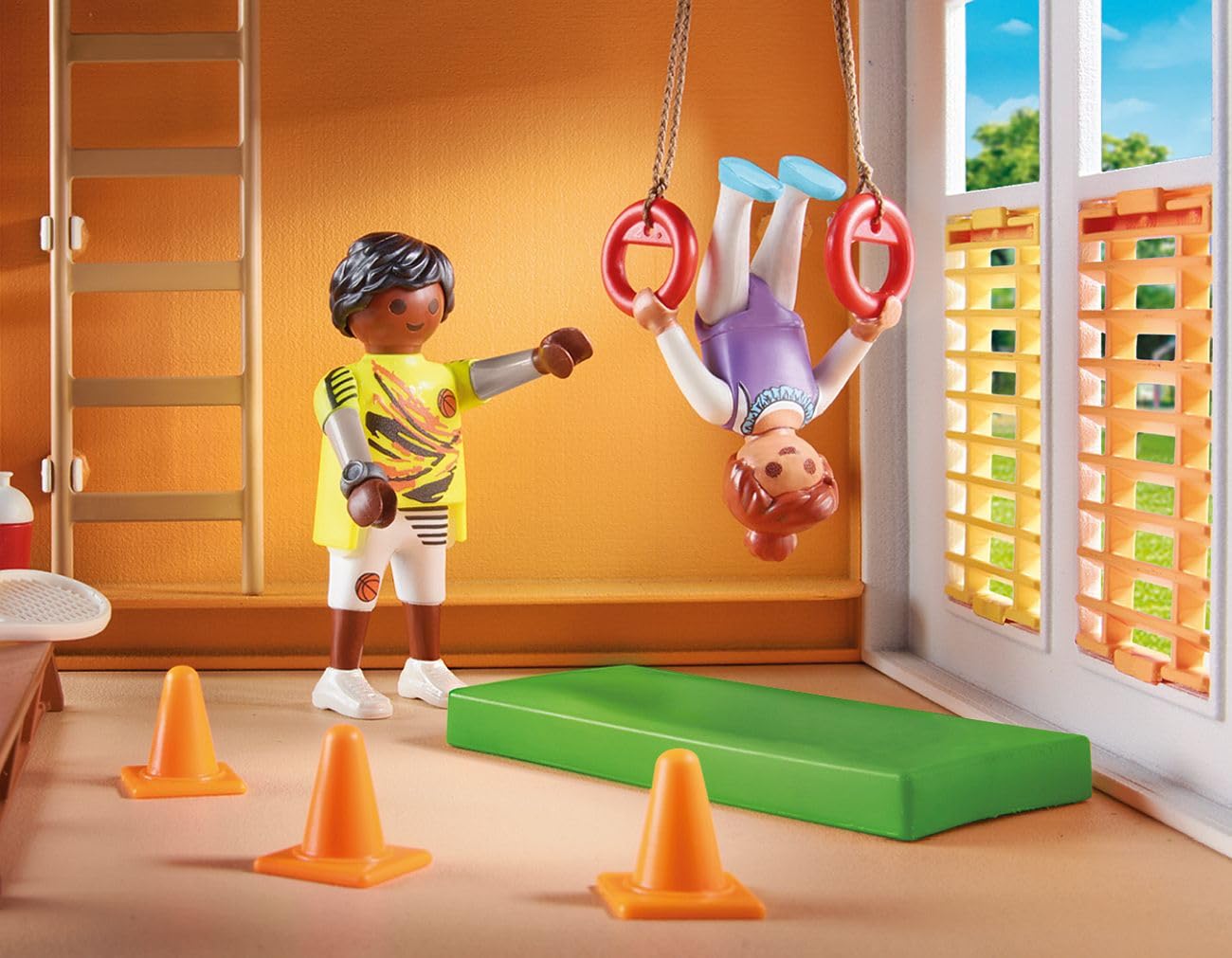 PLAYMOBIL City Life 71328 Extension Gym, gym extension with basketball hoop, slalom poles, soccer goal, tennis accessories, and more, toy for children aged 4 and up