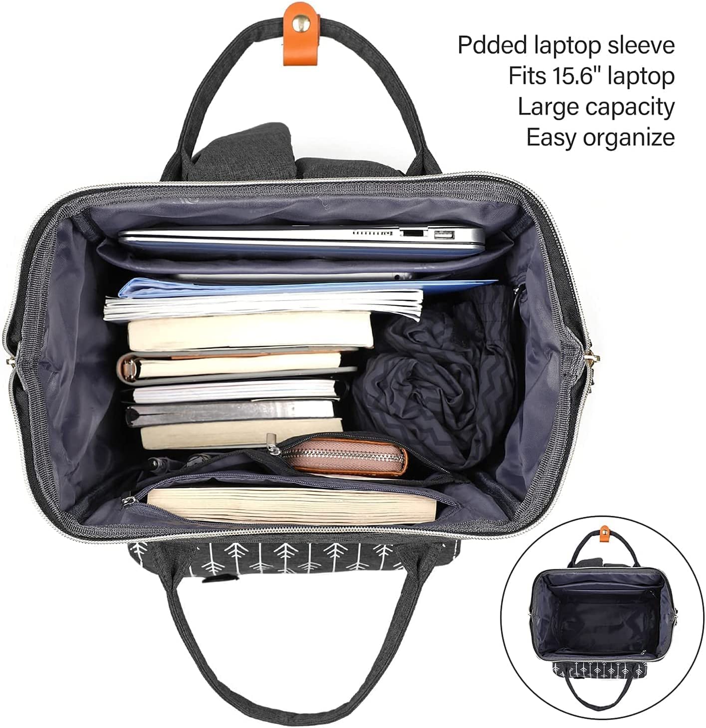 Women's backpack, 15.6-inch laptop backpack with USB charging port for work, hiking, travel, camping. Made of Oxford fabric.