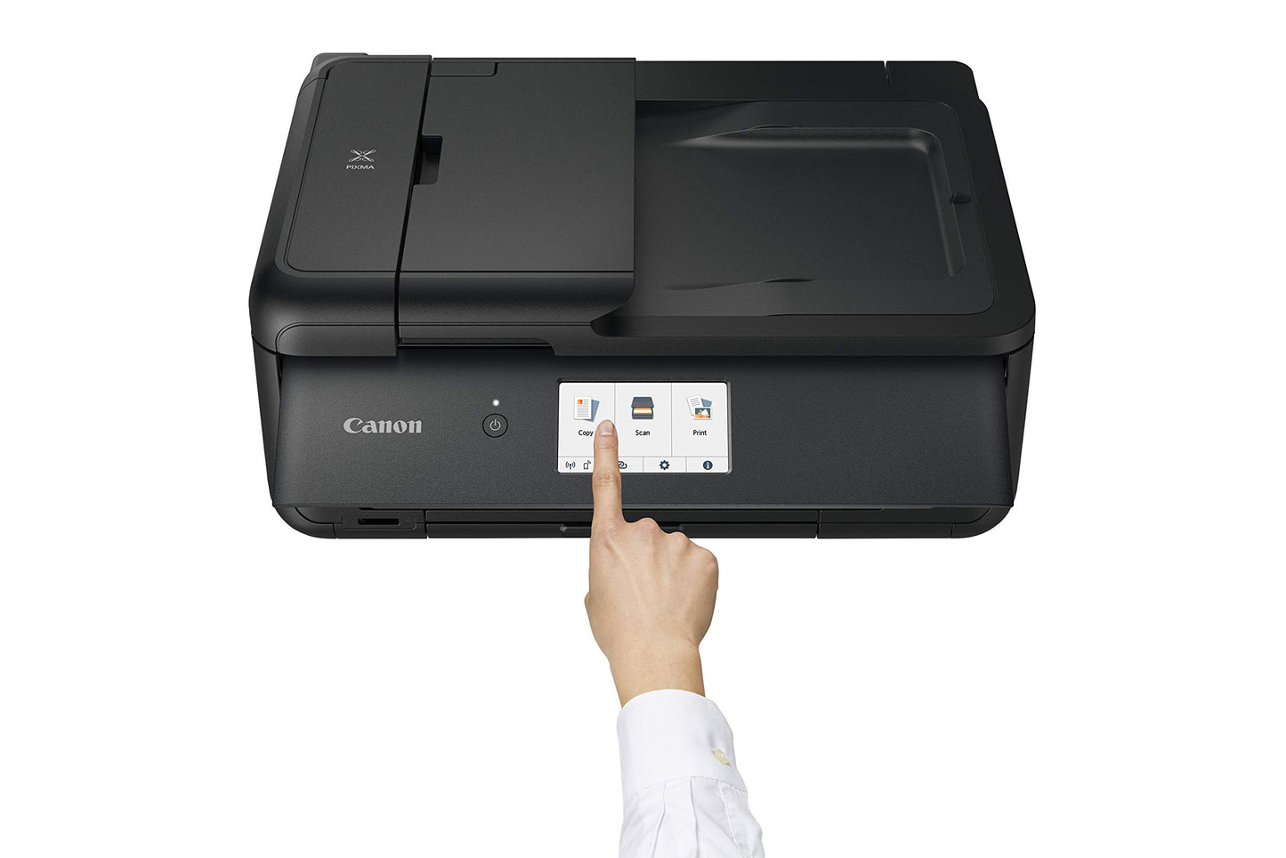Canon PIXMA TS9550a printer color inkjet multifunction device for DIN A4 A3 (printer A3, scanner, copier, 5 separate inks, WLAN, LAN, print app, 2 paper feeders, duplex printing) black
