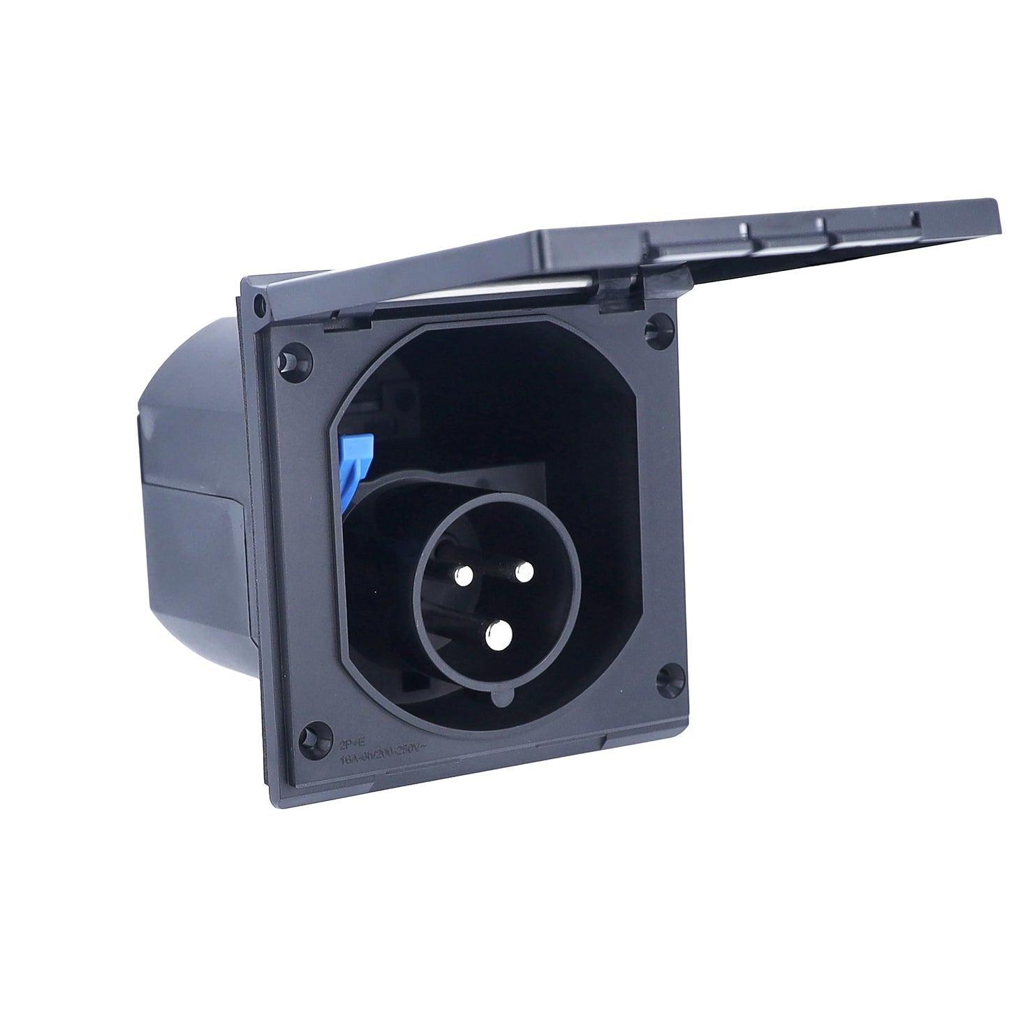 Swabe Camping CEE caravan inlet plug - 230V / 16A outdoor installation plug with hinged cover - 3-pin plug for caravans - outdoor area - IP44 - Made in Germany - Black I 61493